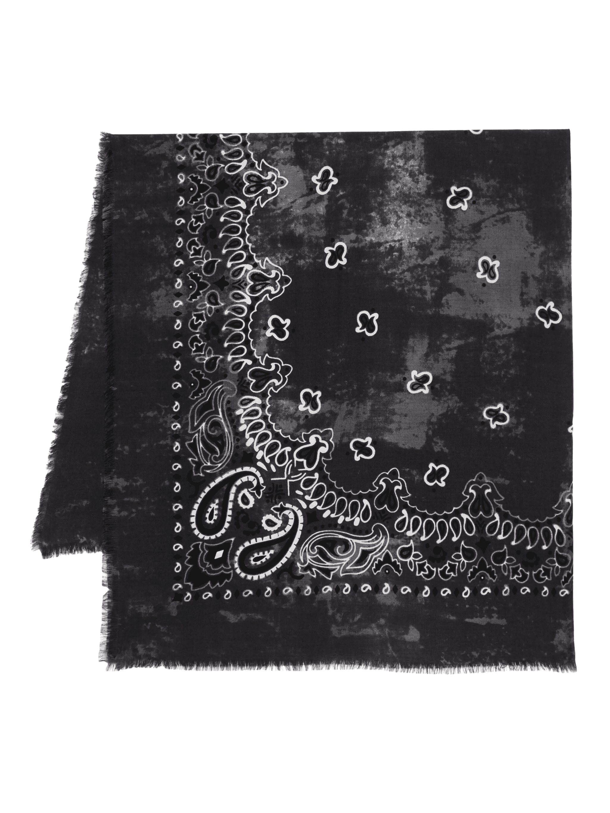 paisley-print fringed bandana scarf - Image 1