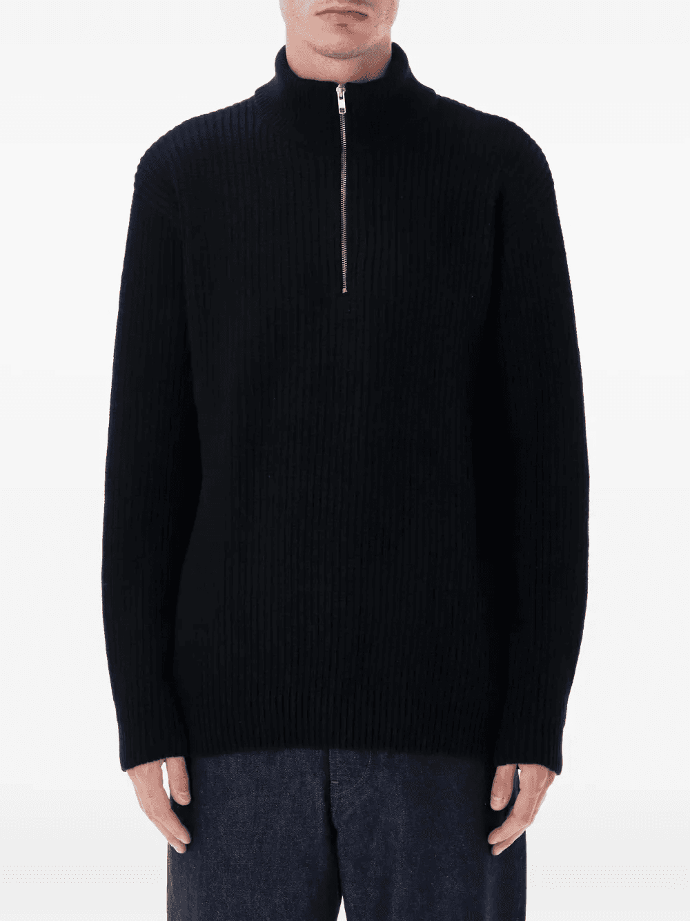 ribbed half-zip sweater - Image 1