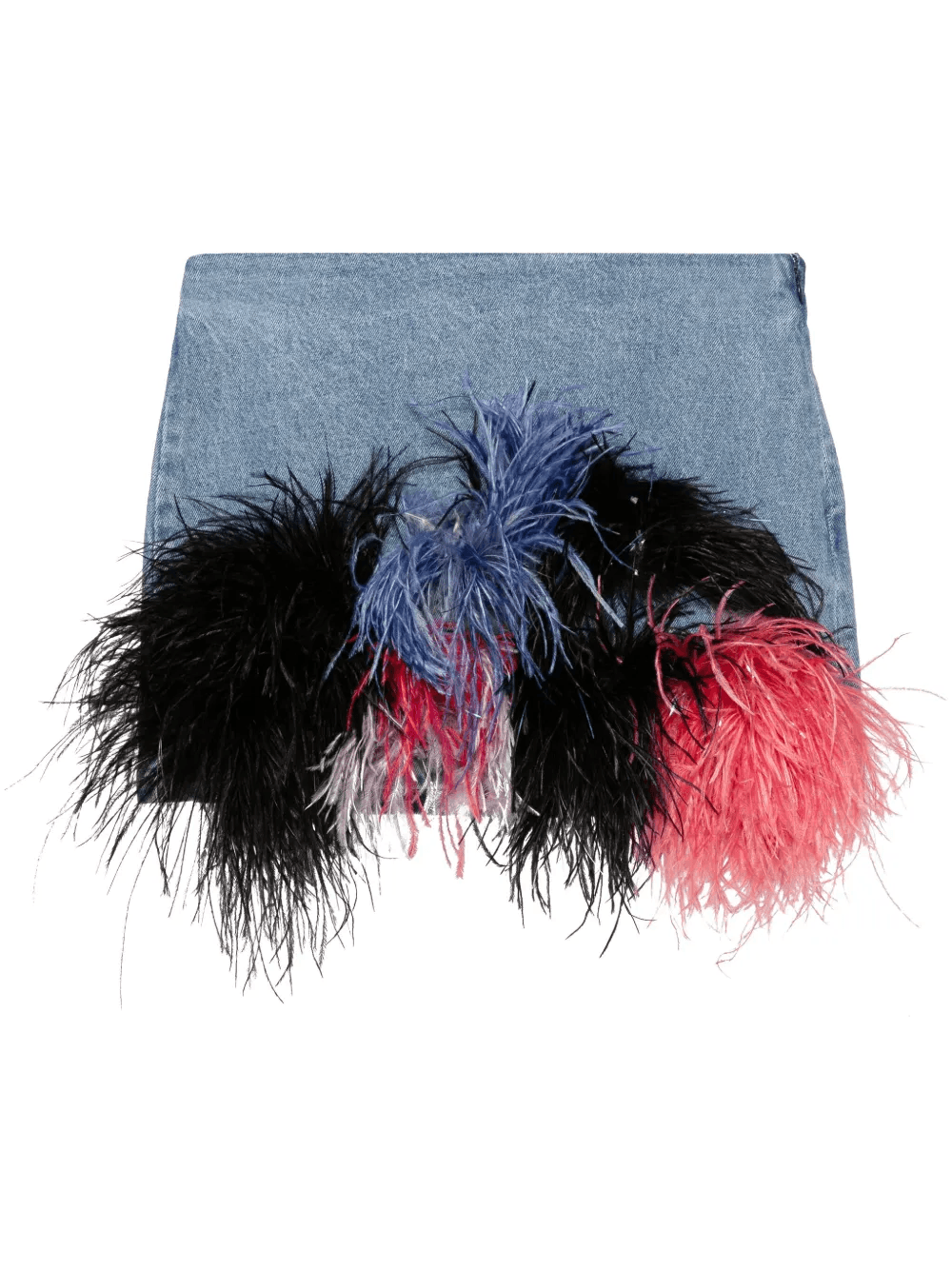 feather-trim denim mini skirt - Image 1