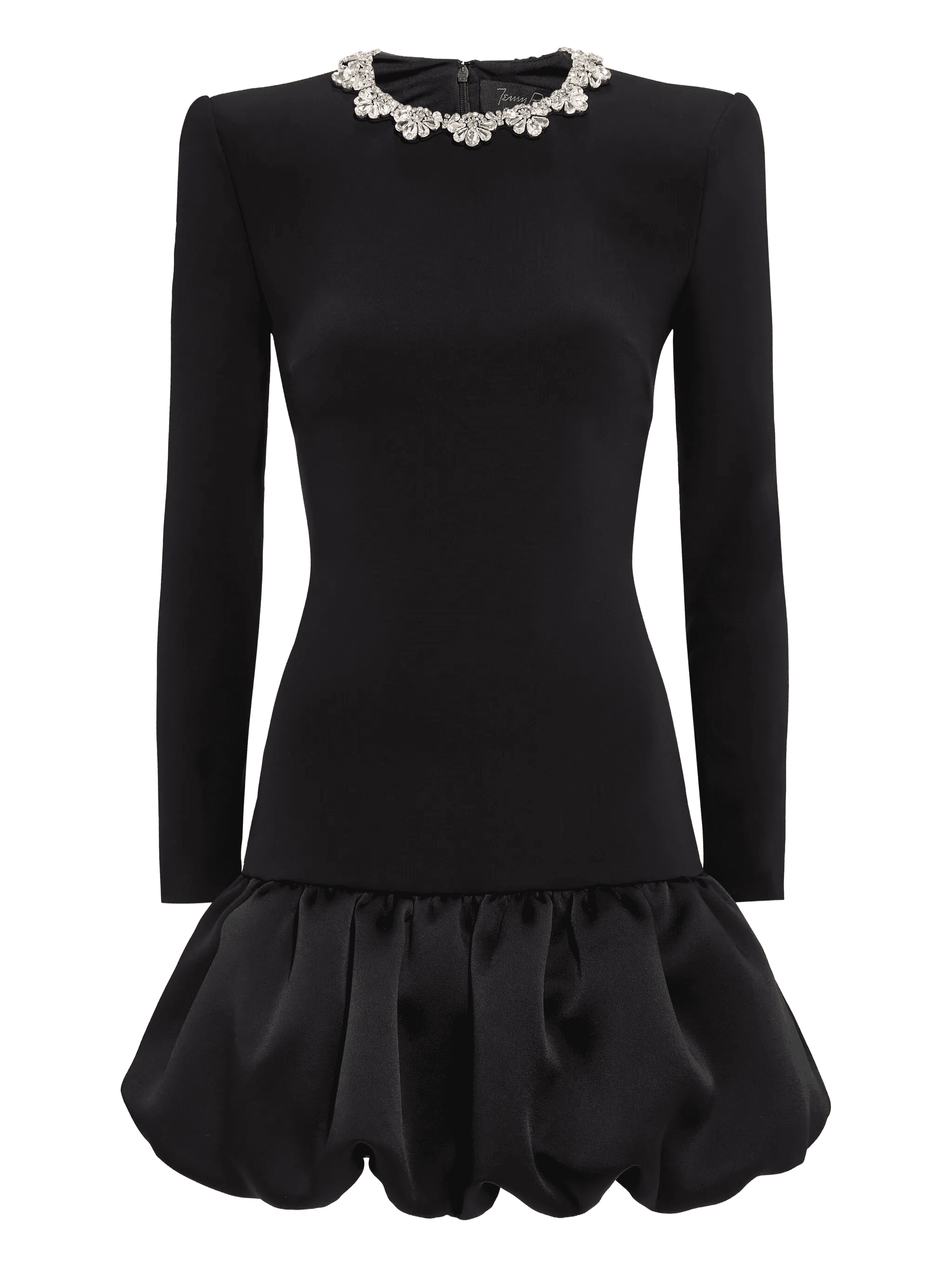 Puff embellished-neck mini dress - Image 1