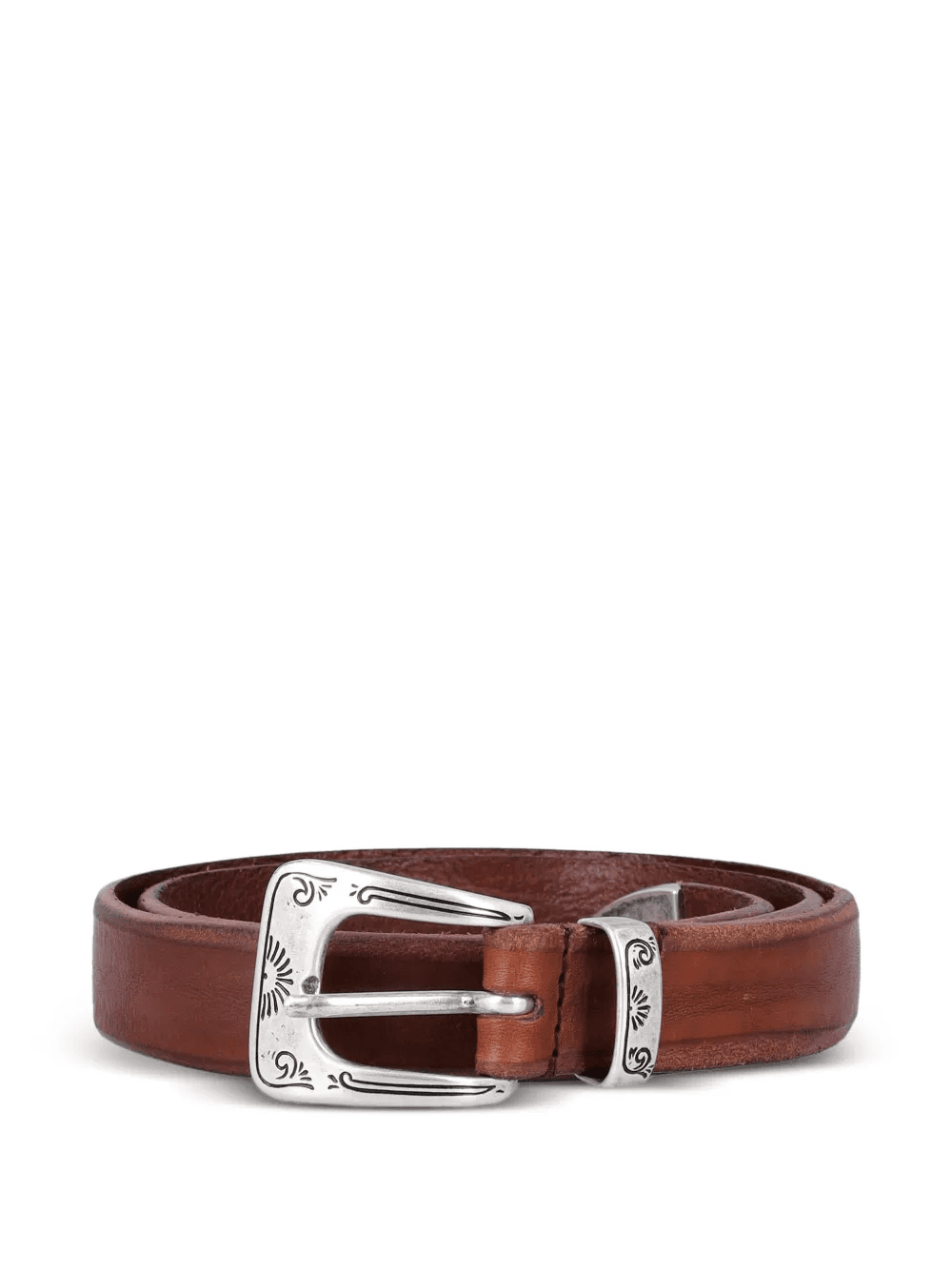 engraved buckle leather belt - Image 1