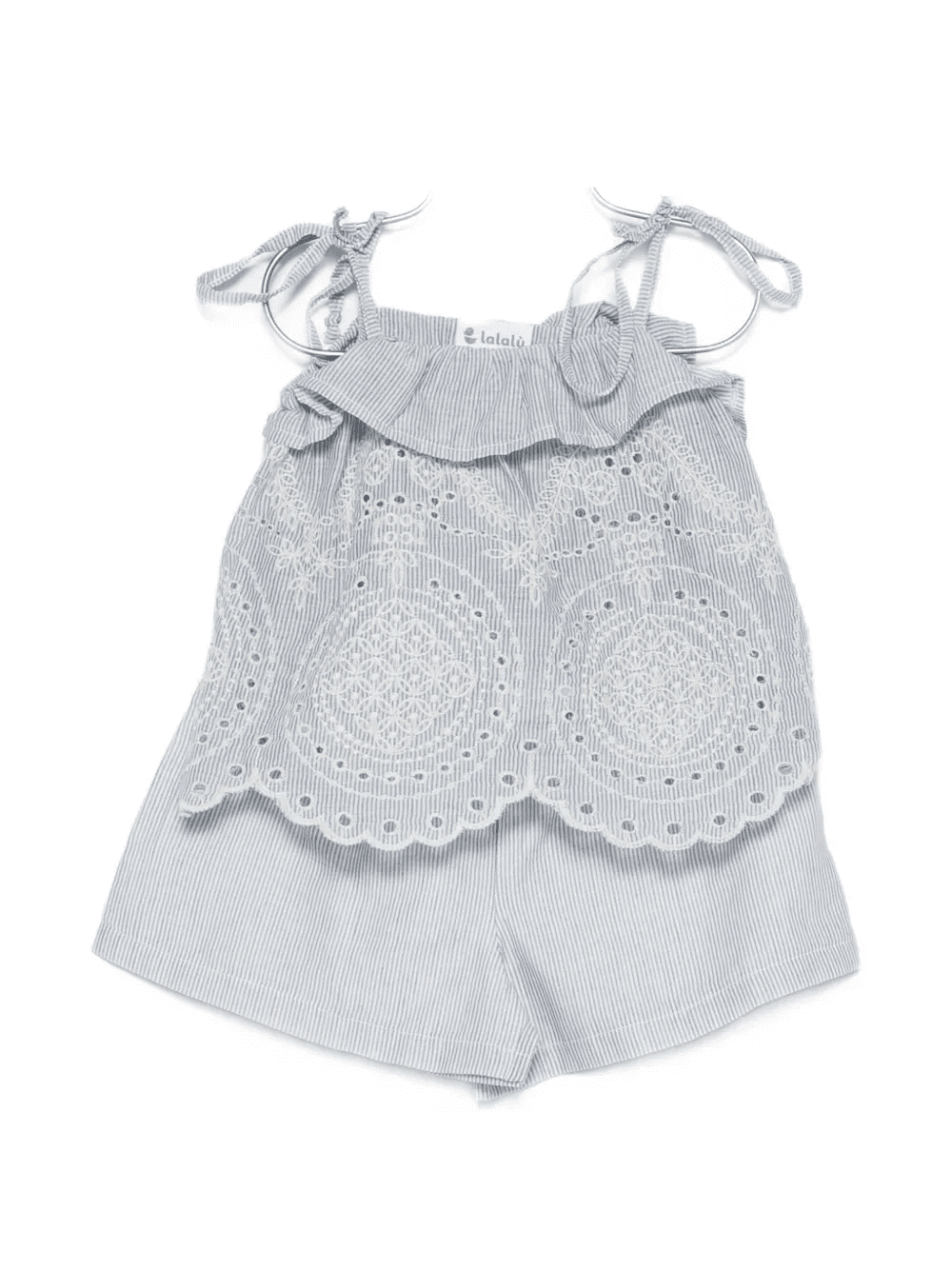broderie-anglaise striped shorts set - Image 1