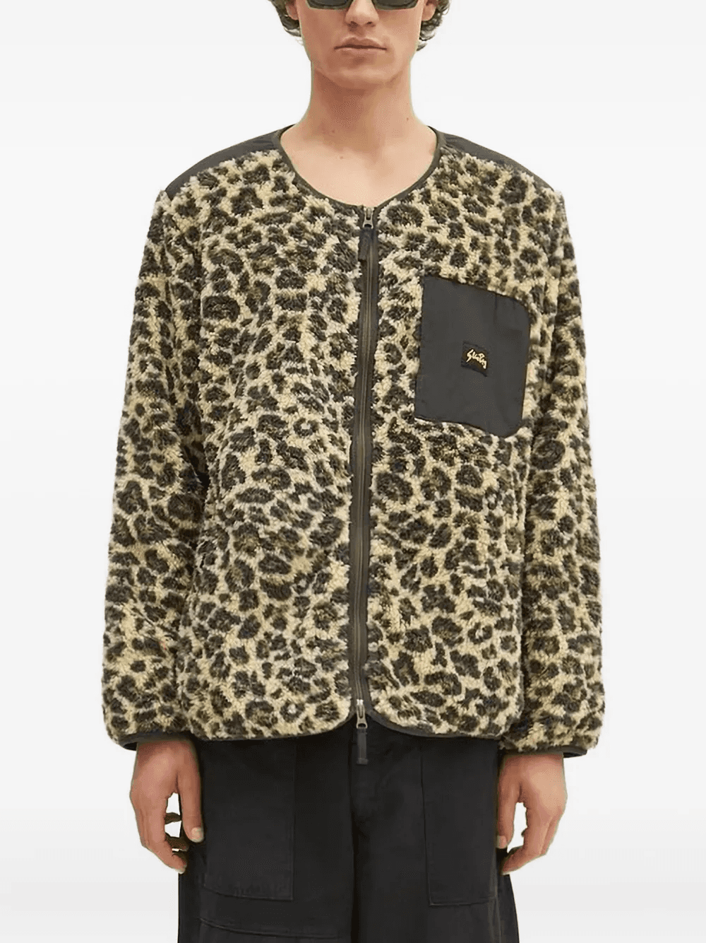 leopard-print panelled jacket - Image 1