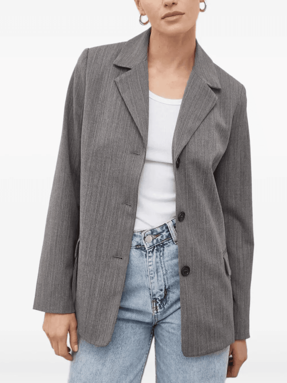 pinstripe three-button blazer - Image 1