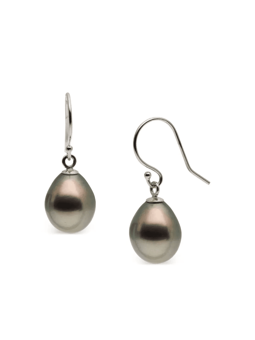 18K white gold Tahitian pearl earrings - Image 1