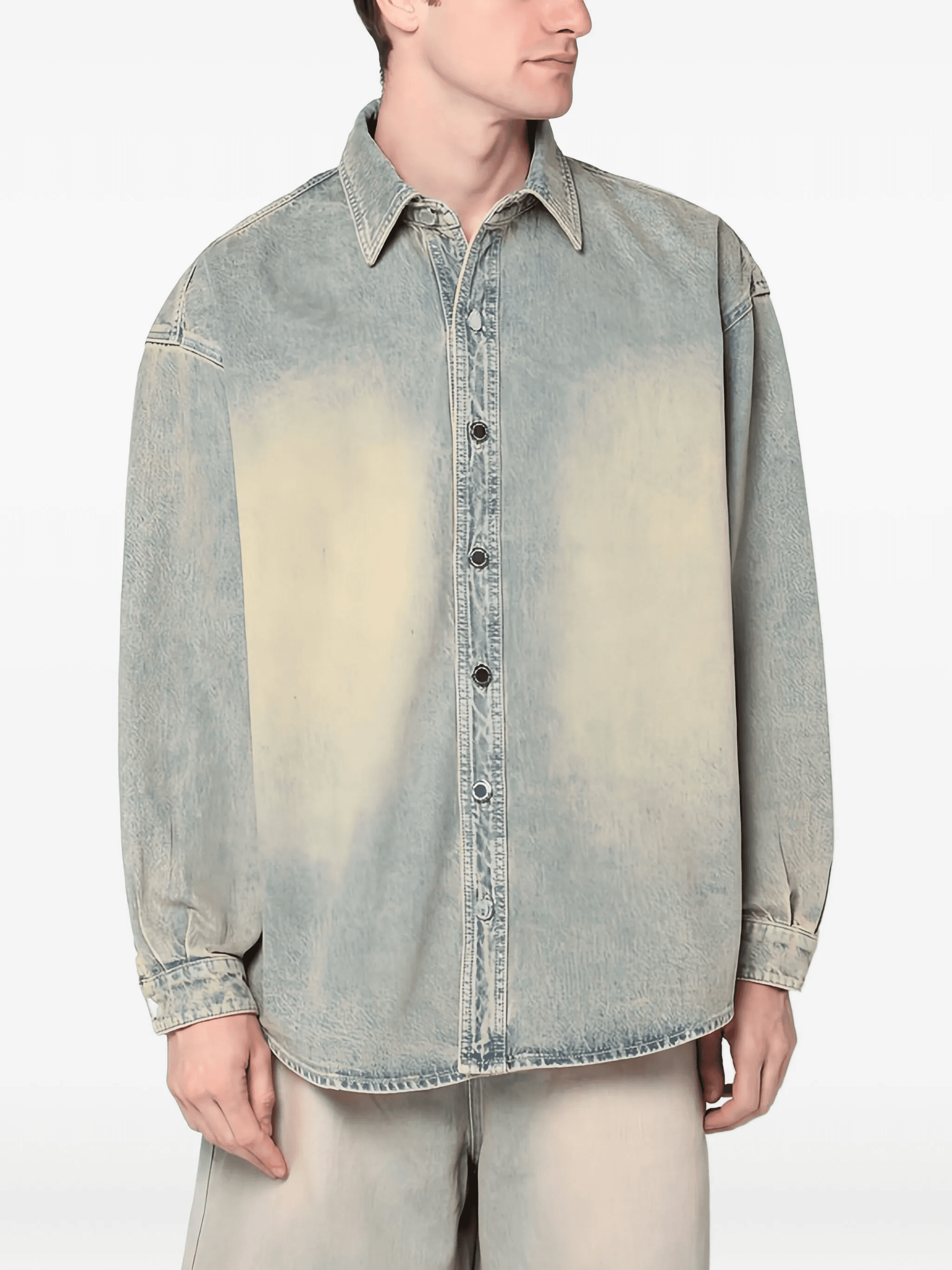 washed-effect denim shirt - Image 1