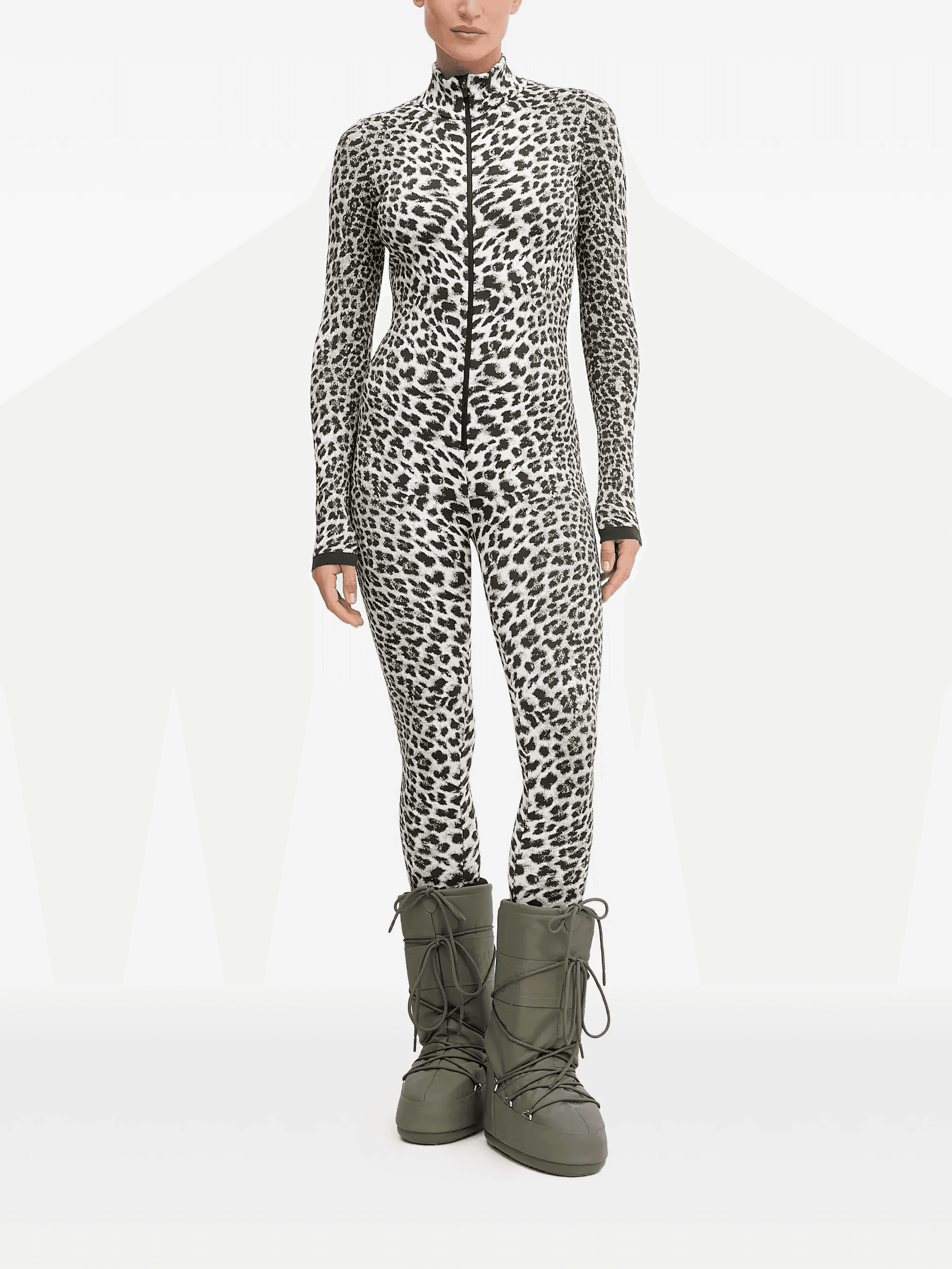 zip leopard-print jumpsuit - Image 1
