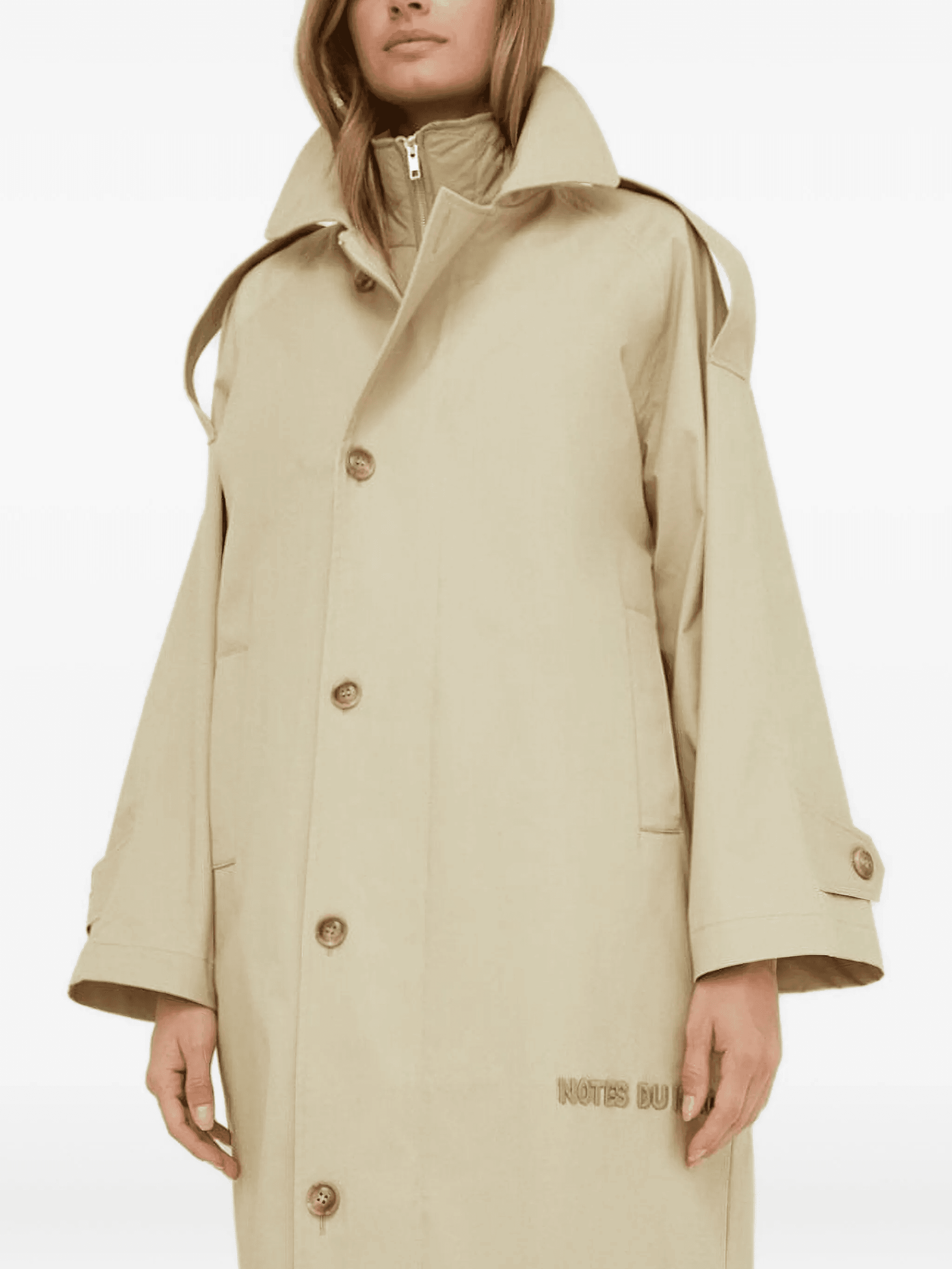 embroidered-logo buttoned coat - Image 1