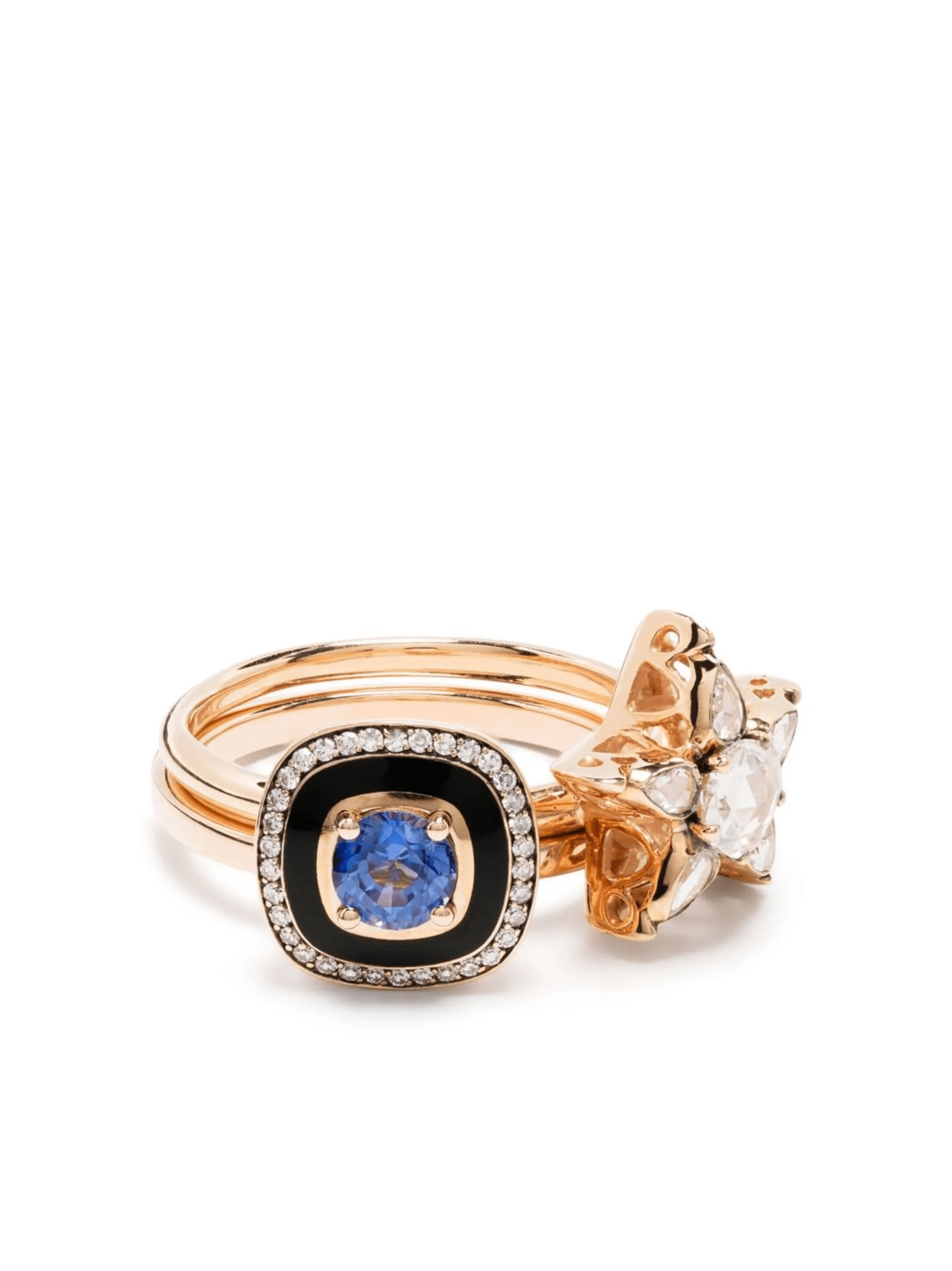 18kt rose gold Mina diamond and sapphire ring set - Image 1