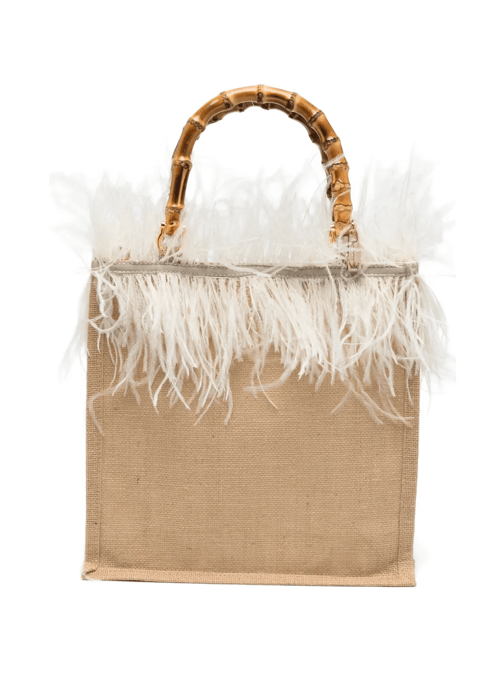 medium Violetta feather bamboo-handle tote bag - Image 1