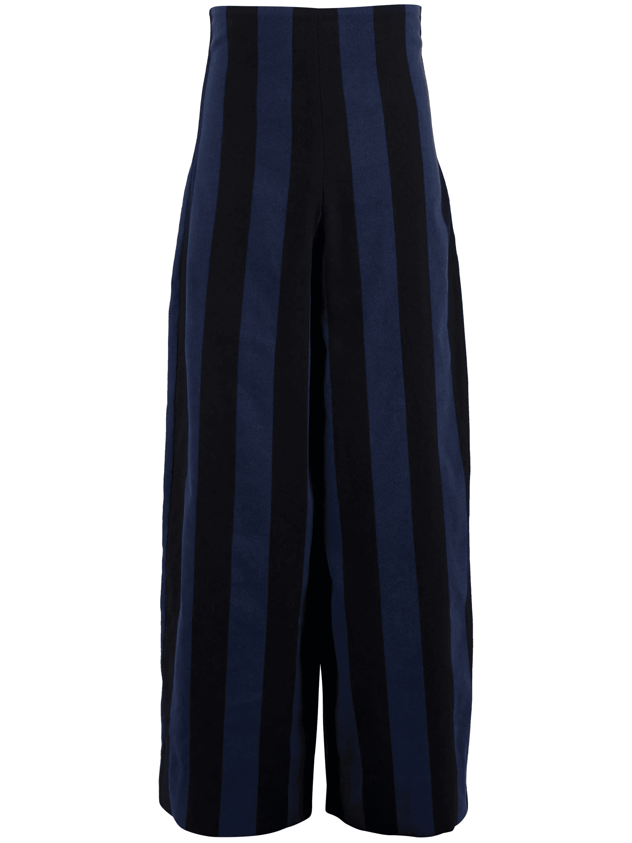 high-waisted striped cotton trousers - Image 1