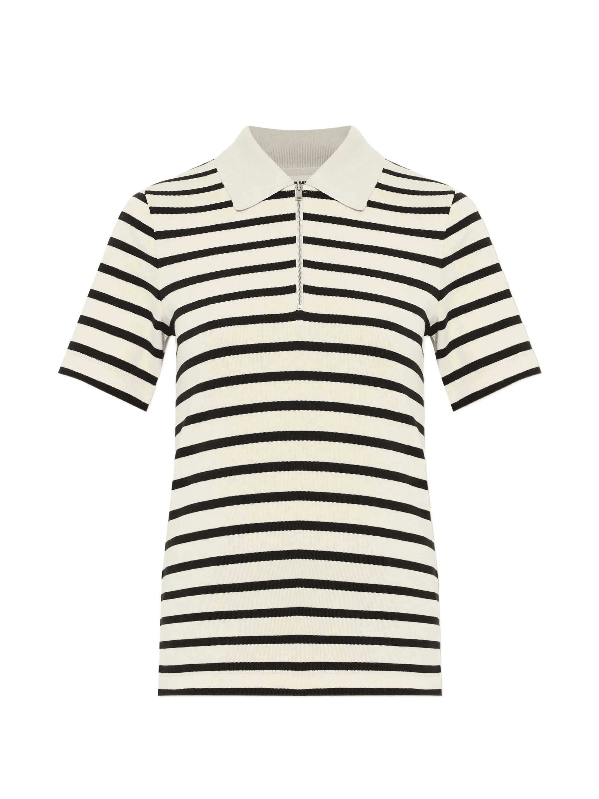 striped zip-up polo top - Image 1