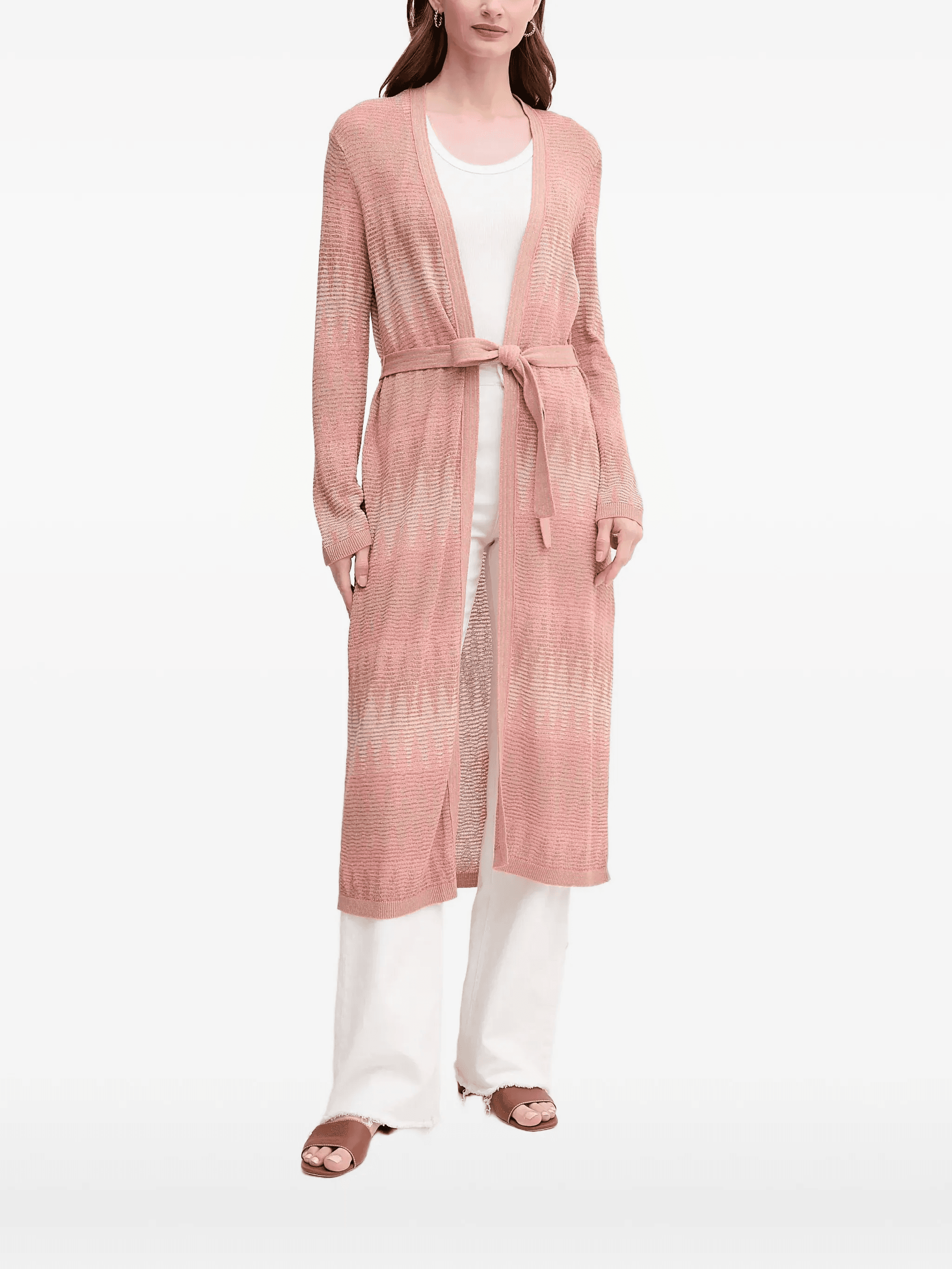 belted patterned cardigan - Image 1