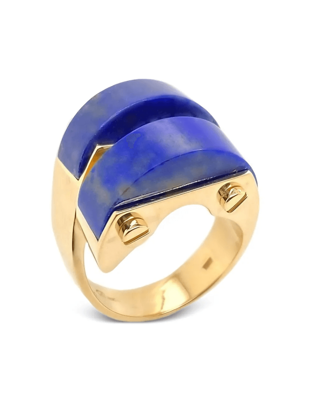 18K yellow gold Doppio Arco lapis lazuli ring - Image 1