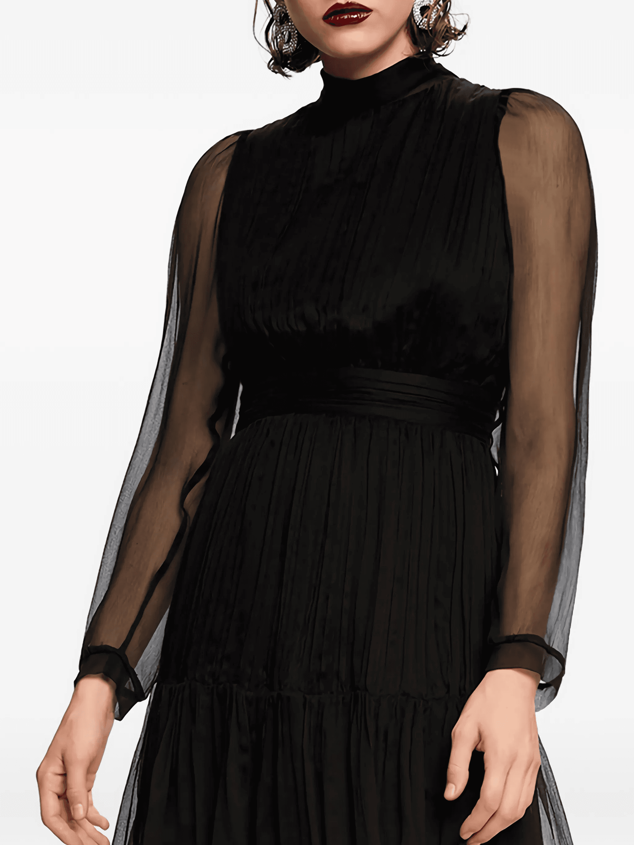 Alena long-sleeve silk mini dress - Image 1