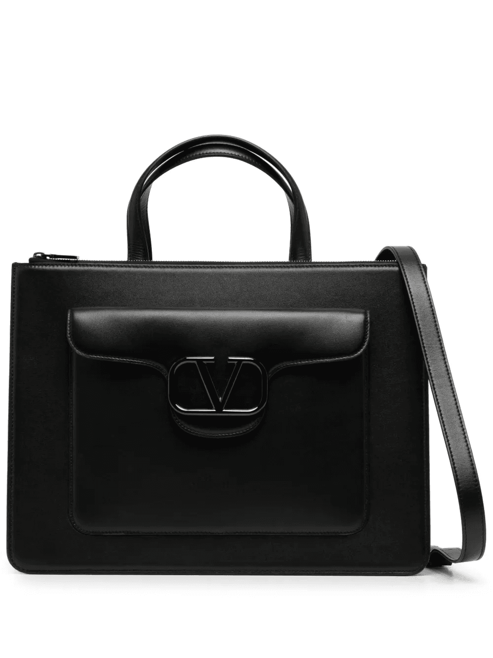 V-Logo leather briefcase - Image 1