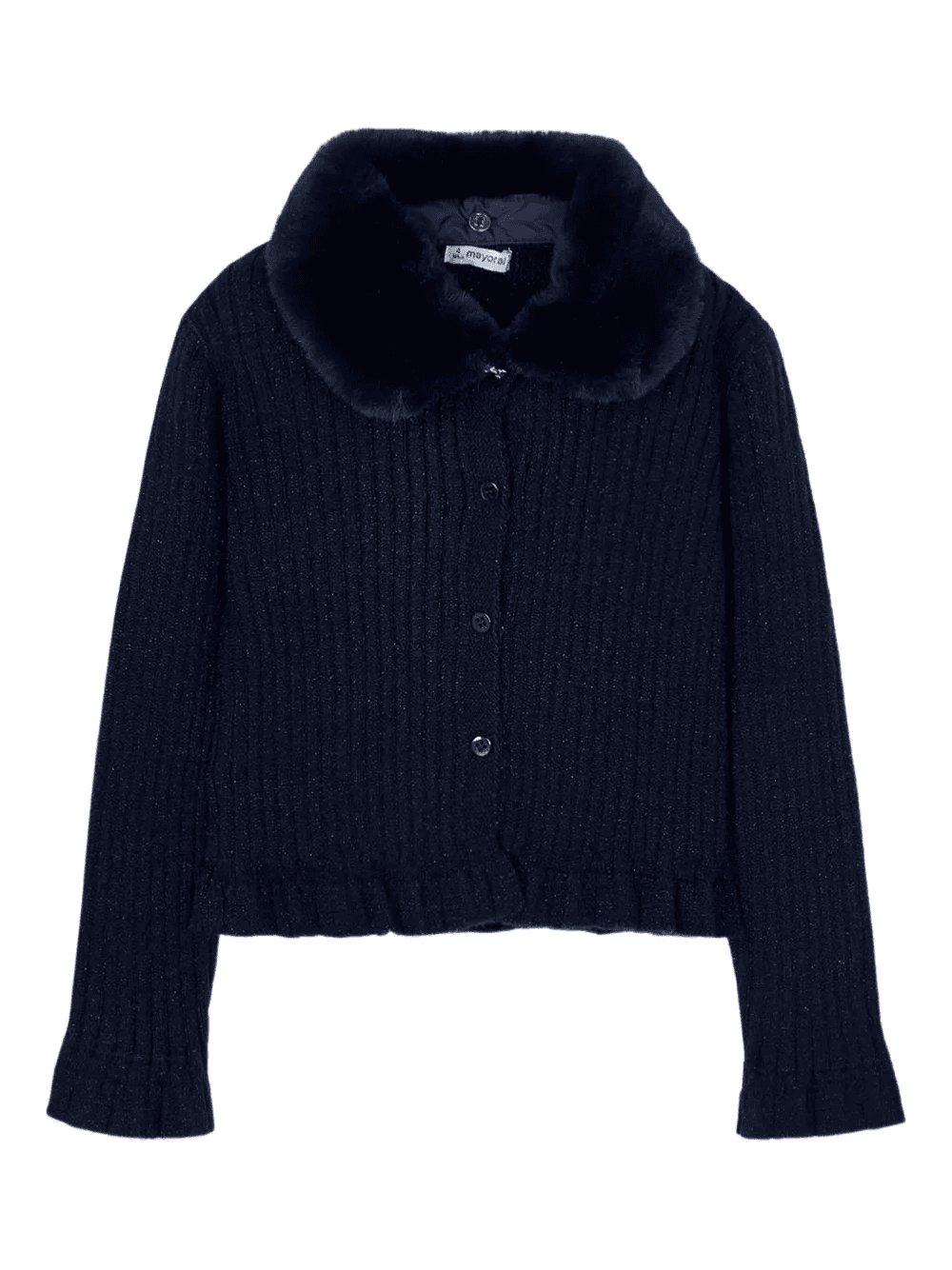 faux-fur collar cardigan - Image 1