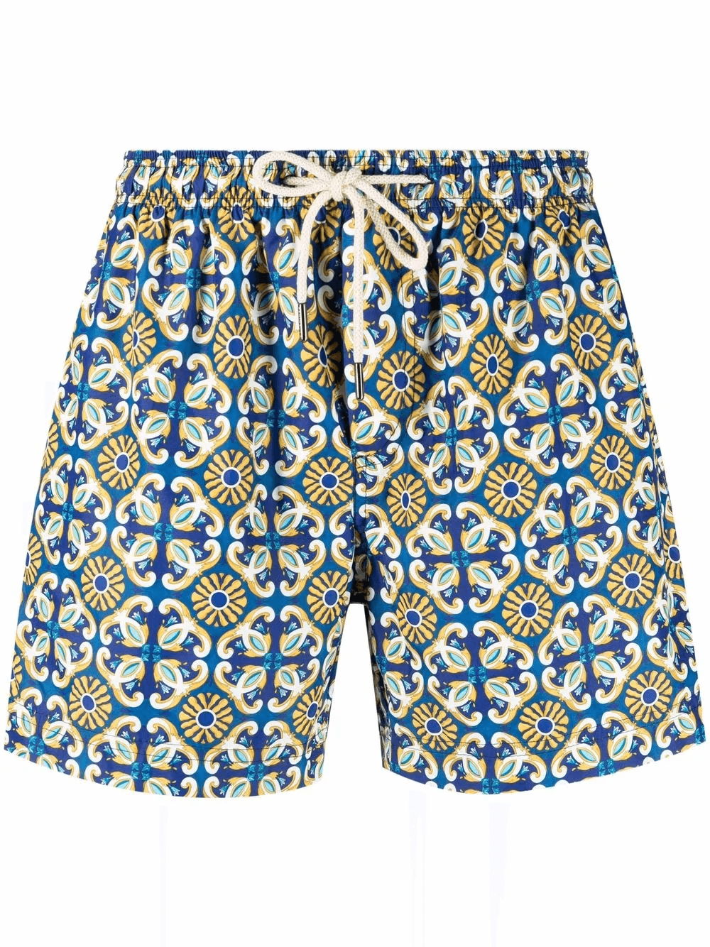 tile-print drawstring-waist swim shorts - Image 1