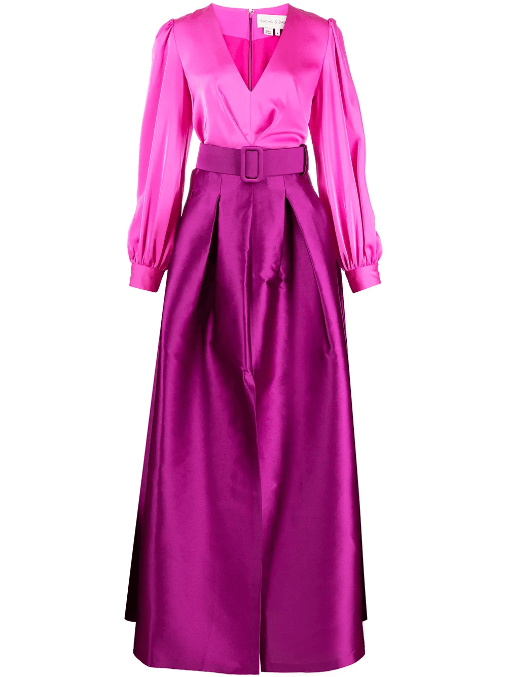 Zoe belted satin gown - Image 1