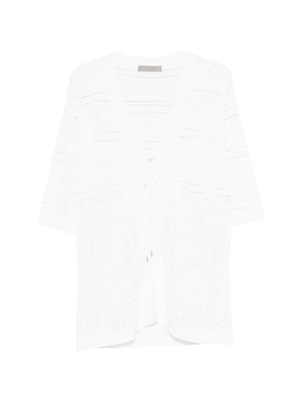 V-neck tie-neck cardigan - Image 1