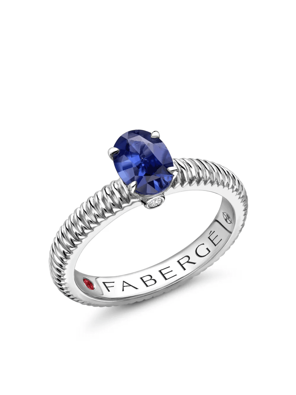 18kt white gold Colours of Love sapphire fluted ring - Image 1