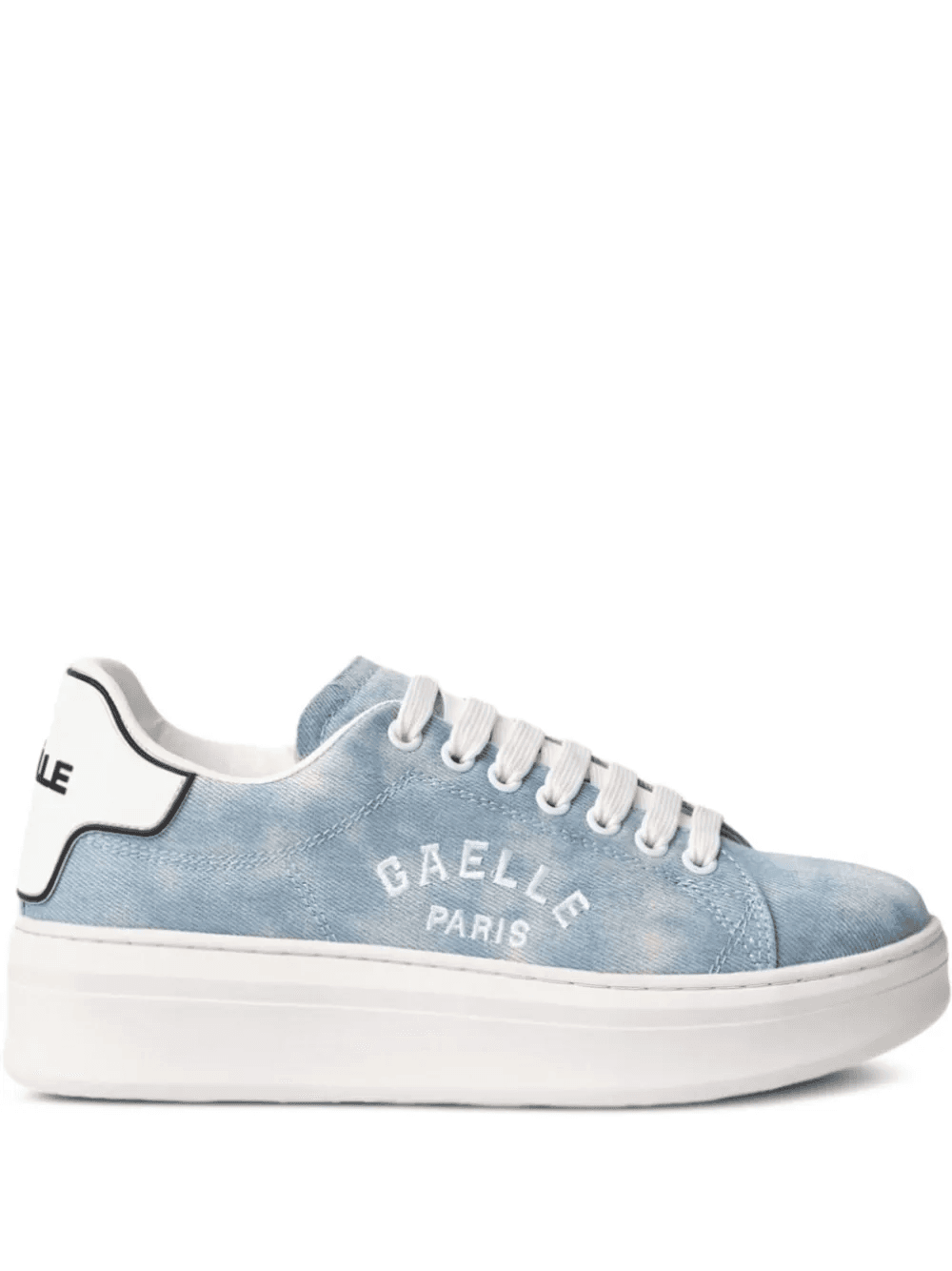 logo-embroidery denim sneakers - Image 1