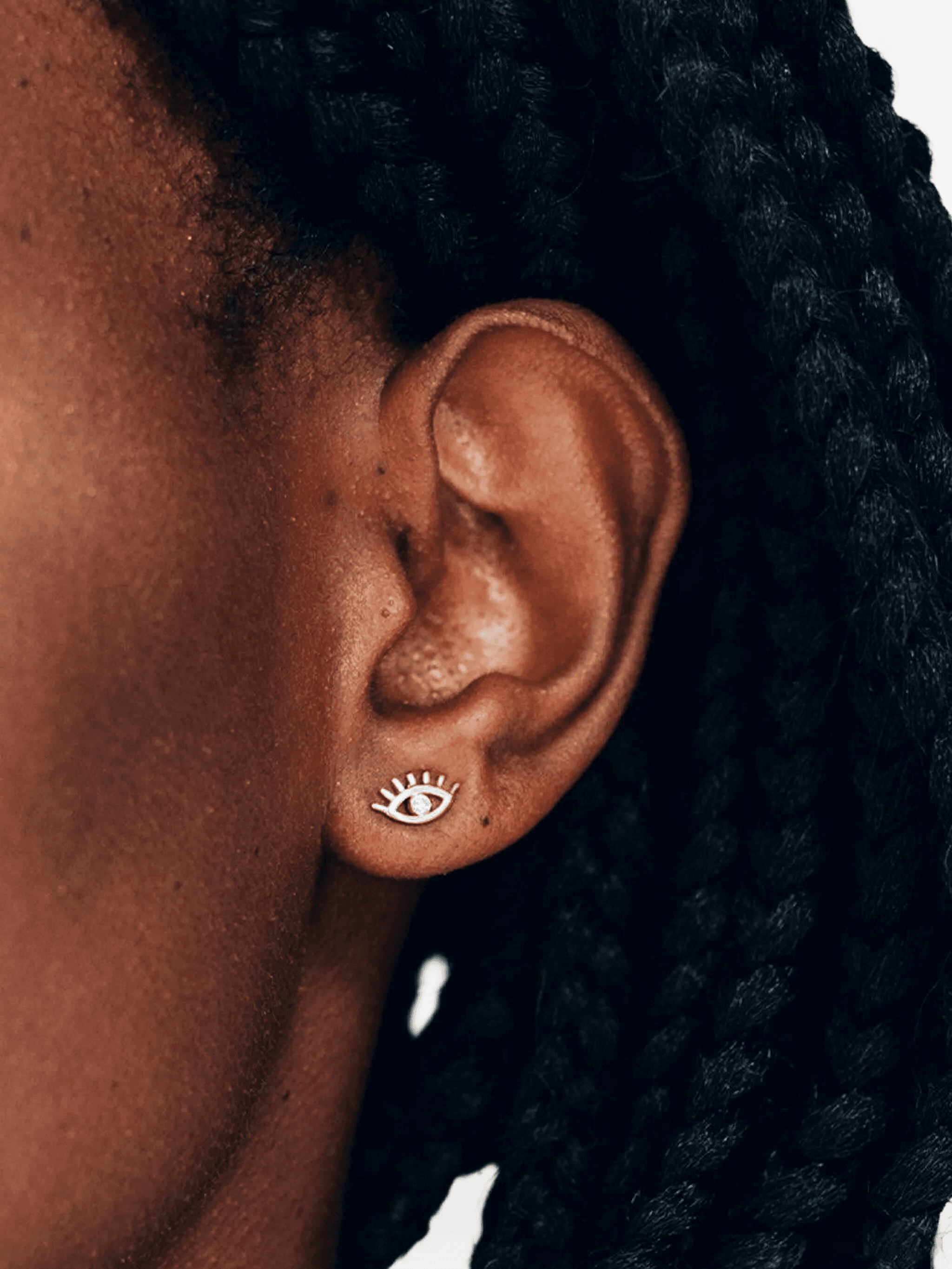 14K yellow gold Evil Eye End diamond earring - Image 1