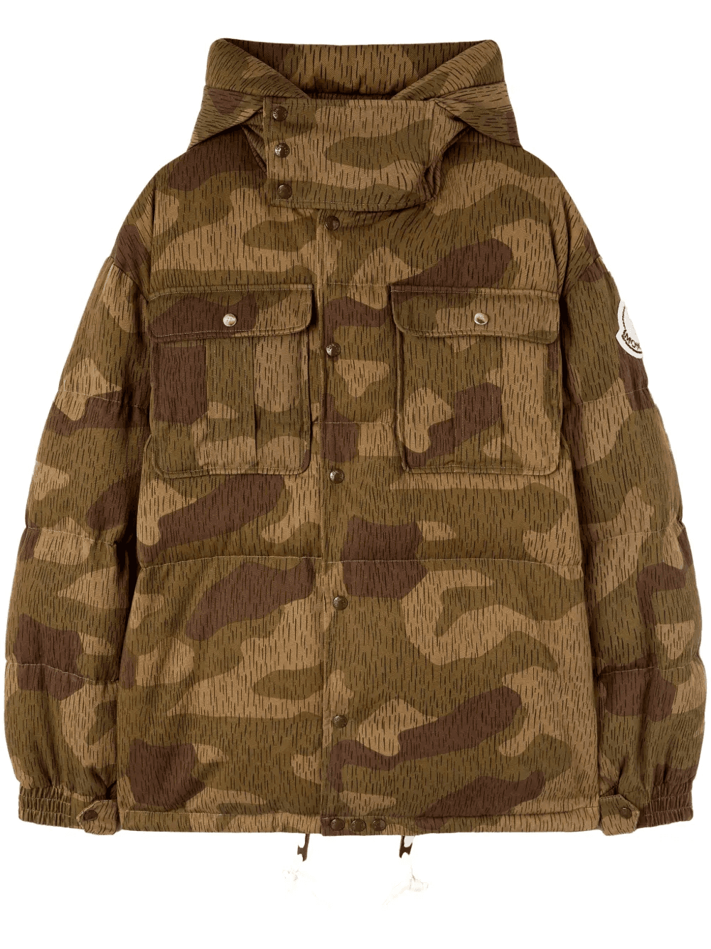 x Moncler camouflage-print long parka coat - Image 1