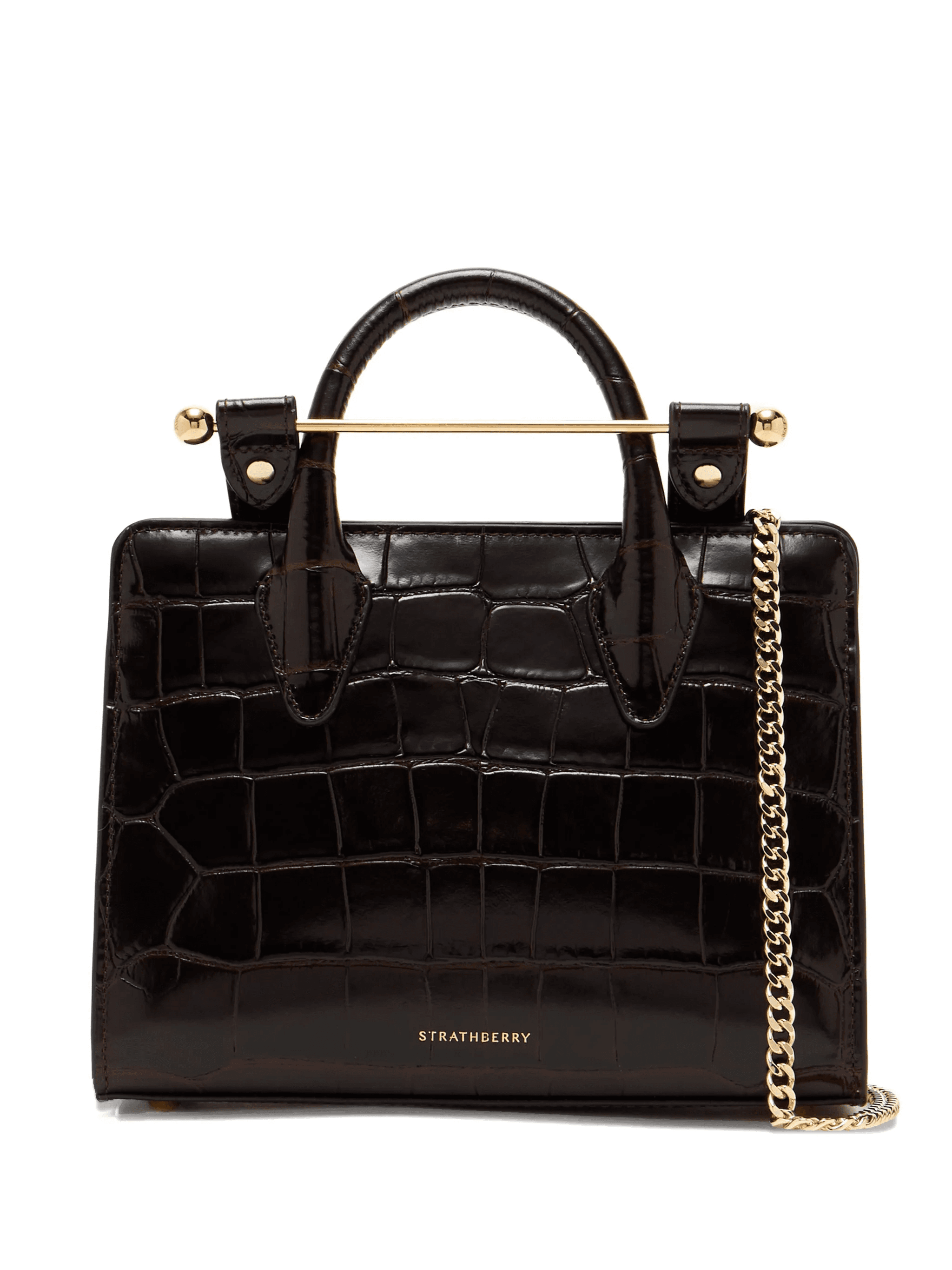 Croc-embossed chain tote bag - Image 1