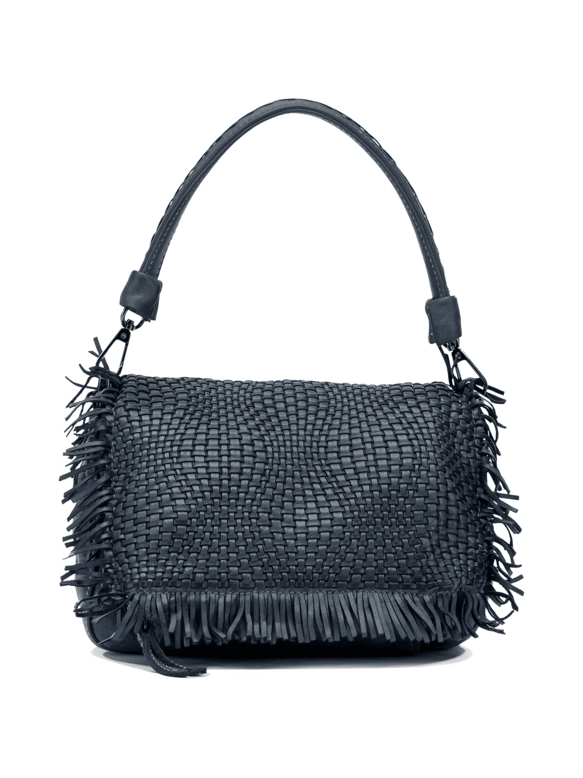 Anfora woven fringed leather shoulder bag - Image 1