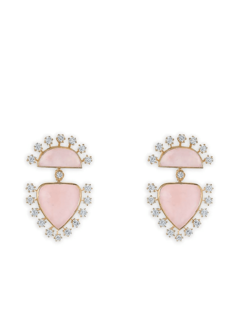 18K yellow gold Pink Opal Heart earrings - Image 1