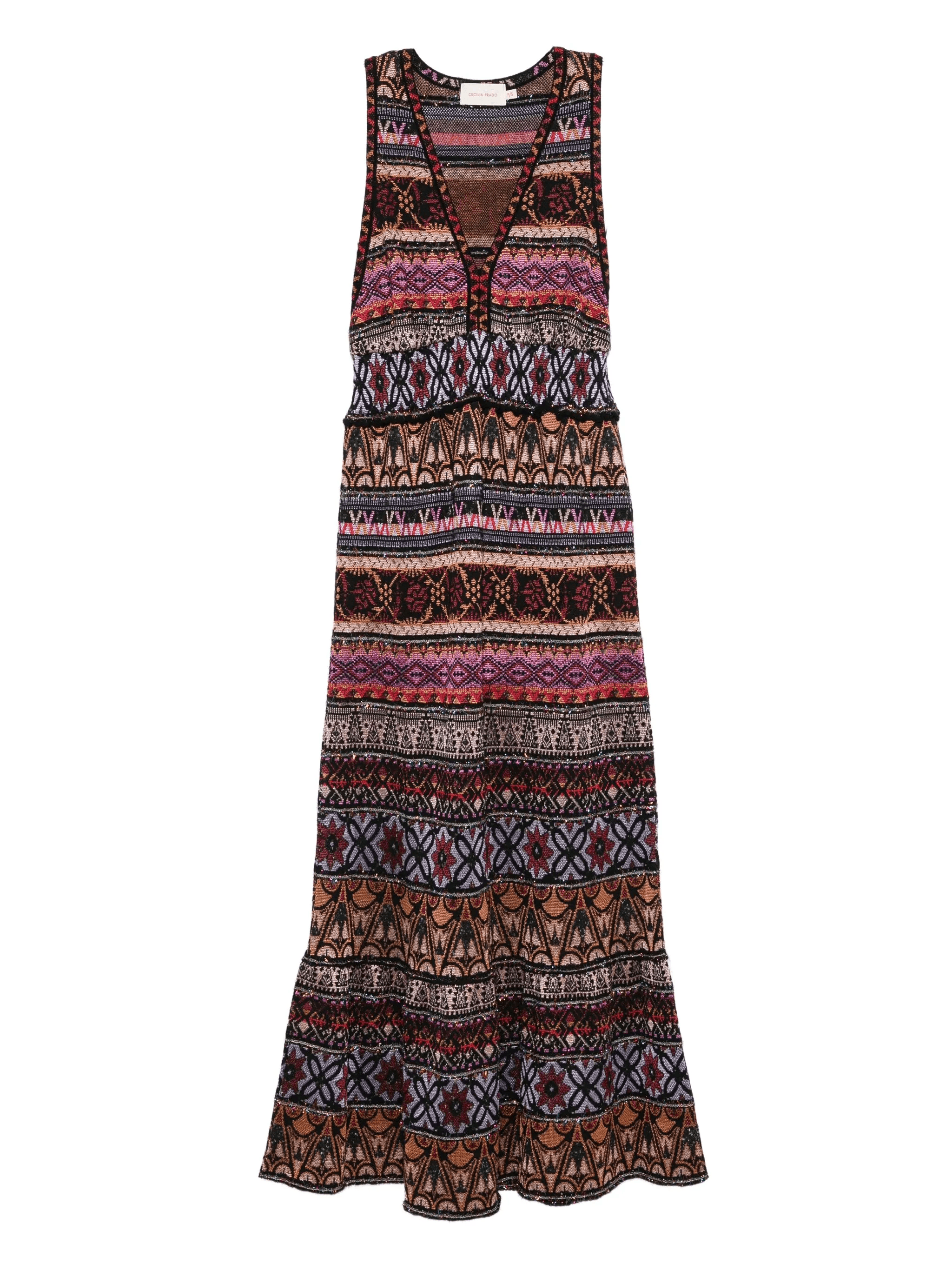 Celia geometric pattern v-neck dress - Image 1