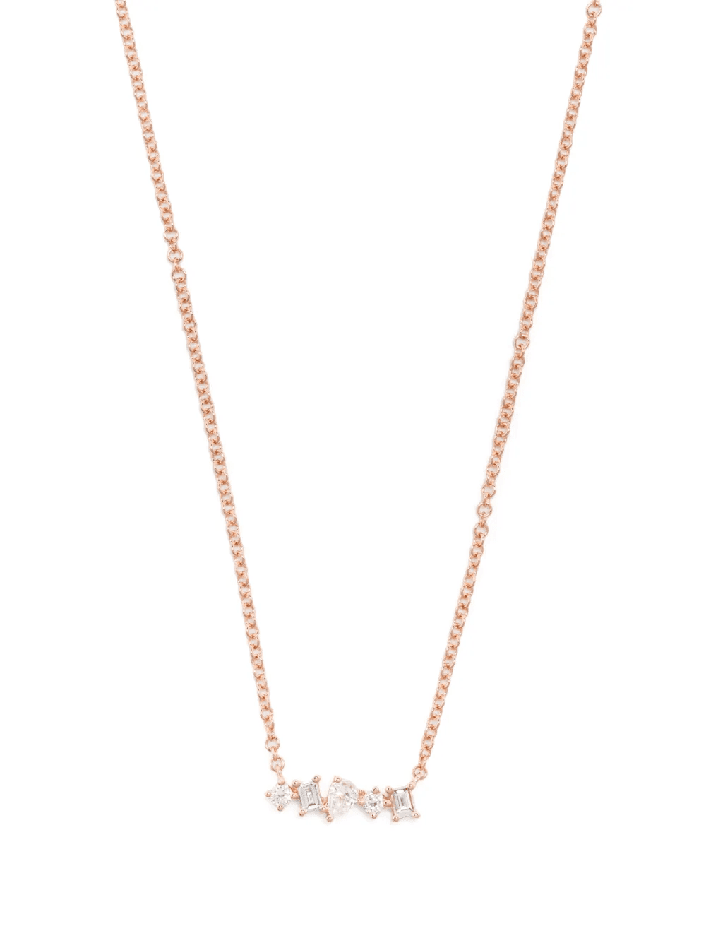 14kt rose gold Mini Bar diamond necklace - Image 1