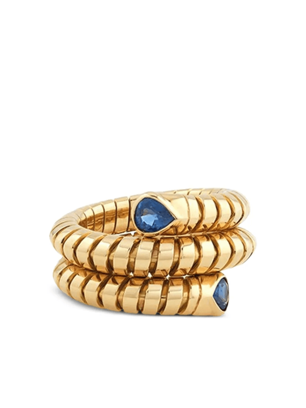 18K yellow gold sapphire trisola ring - Image 1