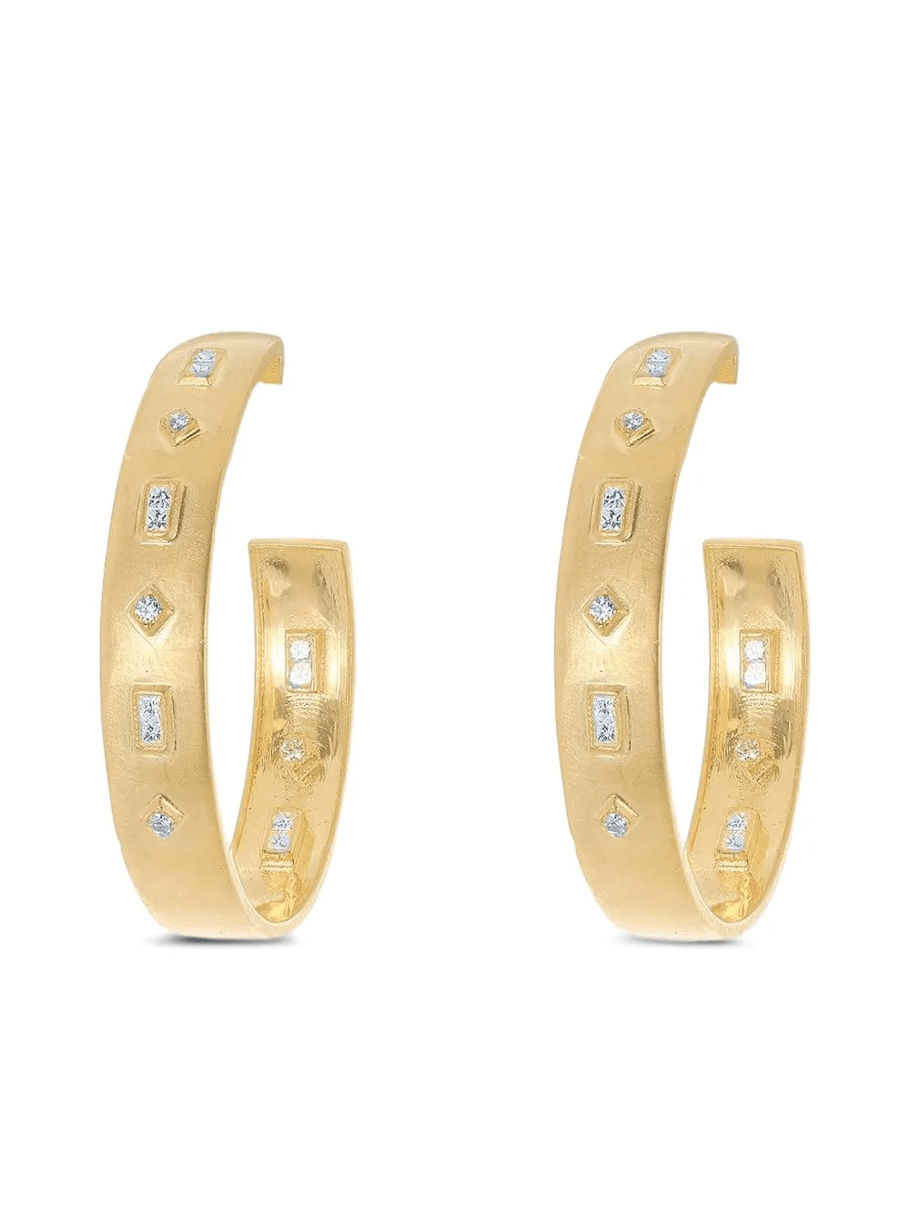 18K yellow gold Diamond Bezel hoop earrings - Image 1