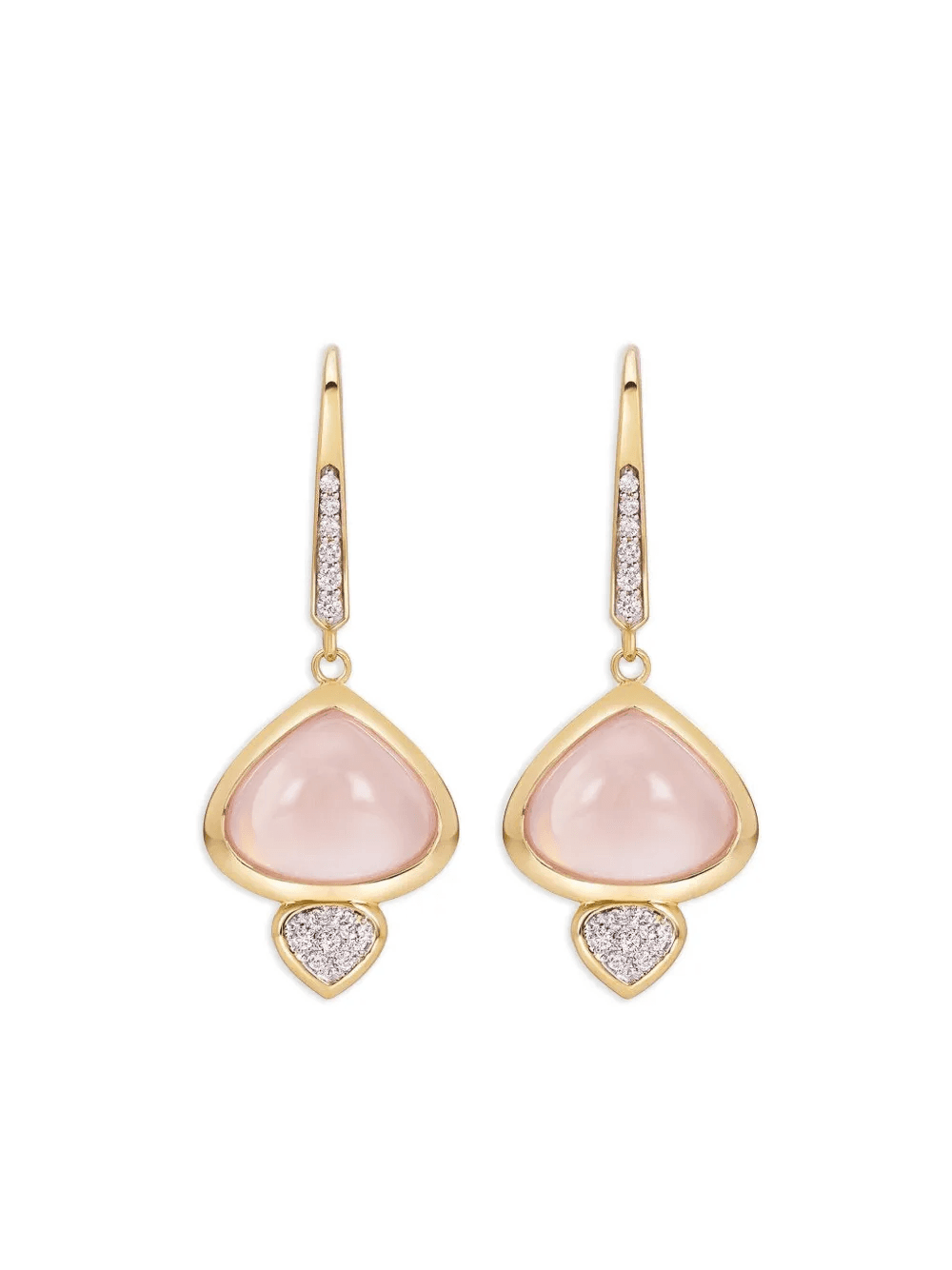 18K yellow gold Trisolina quartz and diamond earrings - Image 1