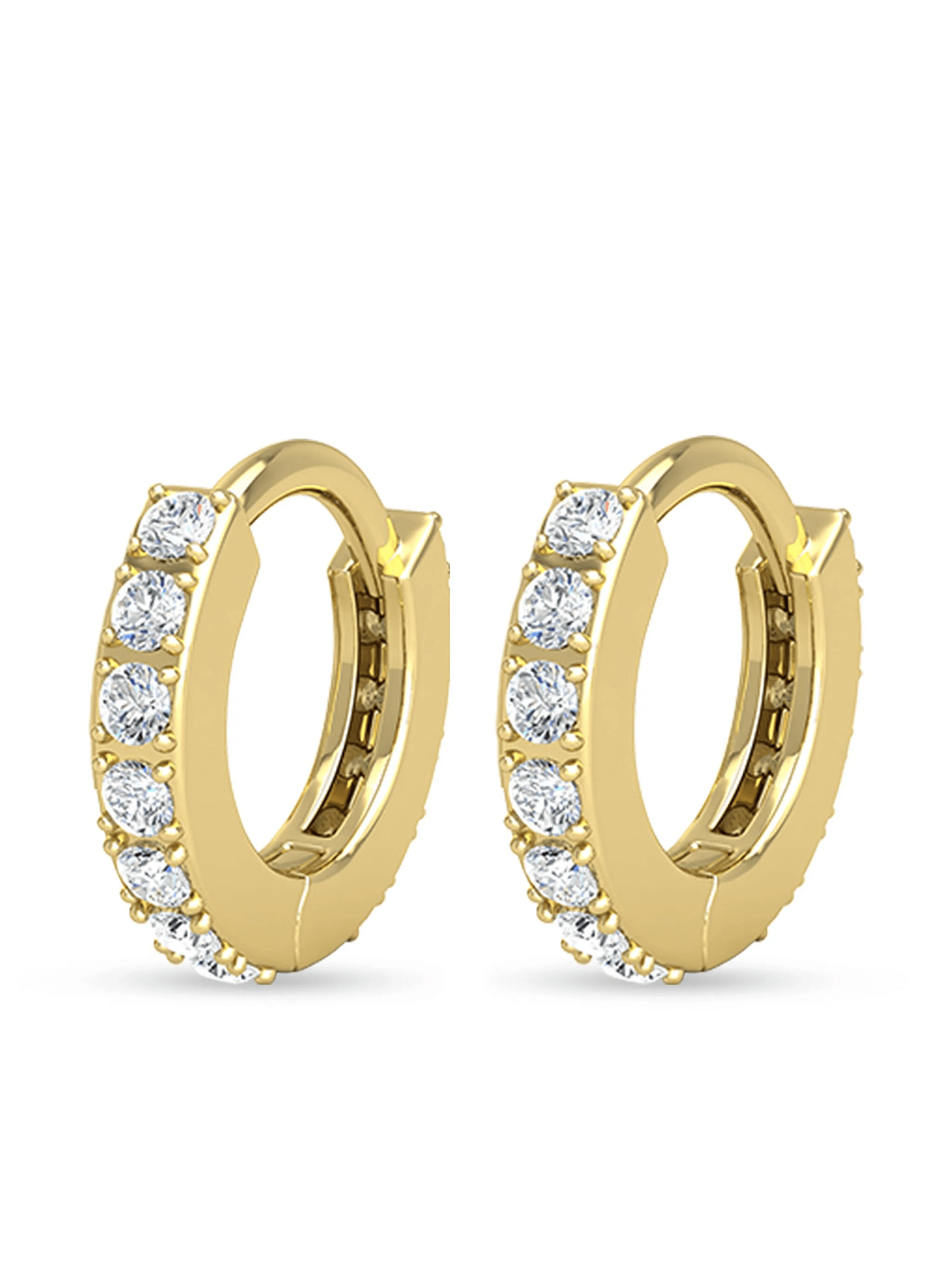14kt yellow gold Mini Huggies diamond hoop earrings - Image 1