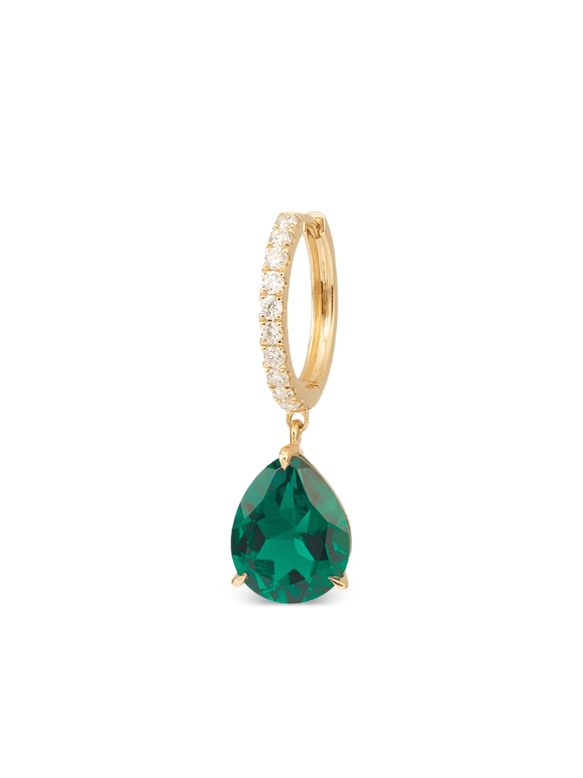18K yellow gold Iris emerald and diamond single earring - Image 1