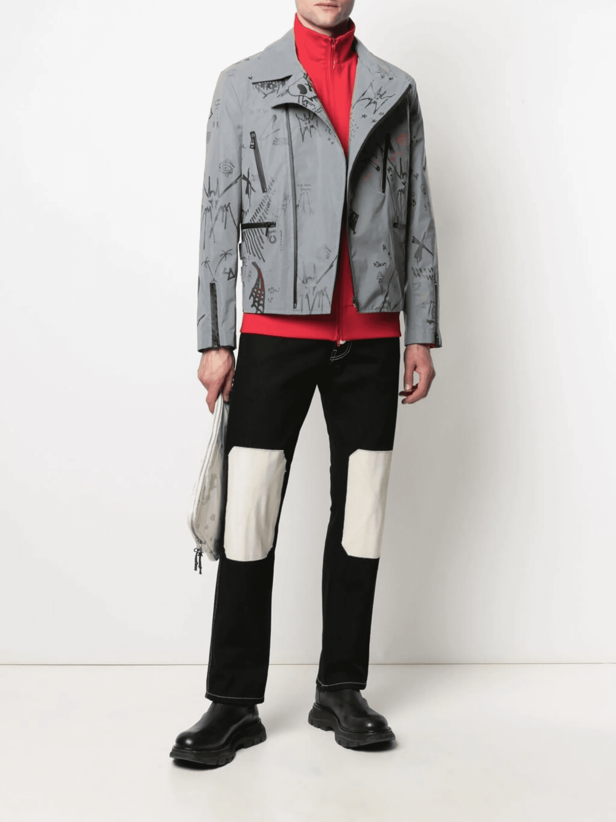 graffiti-print biker jacket - Image 1