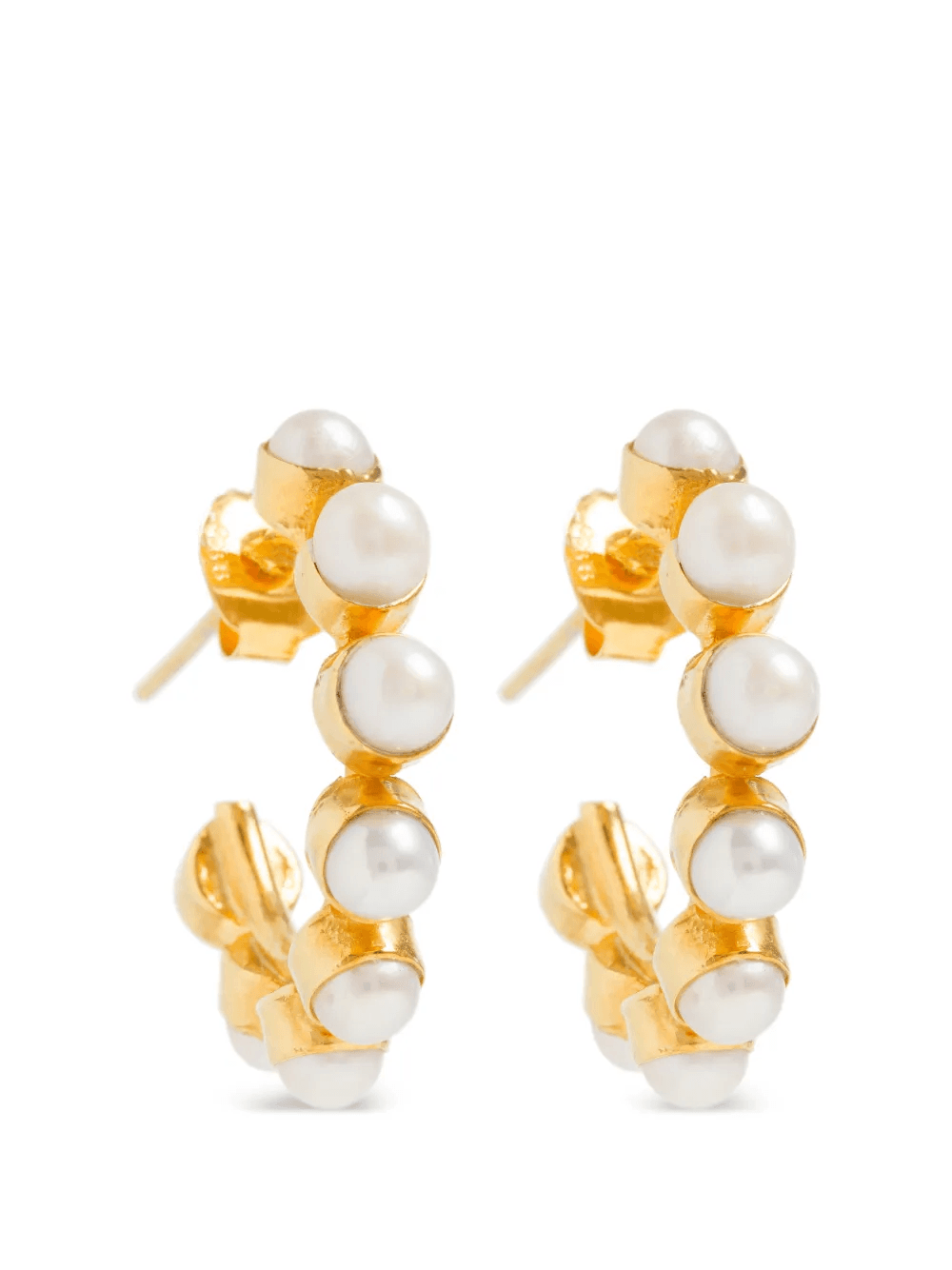 pearl stud hoops earrings - Image 1