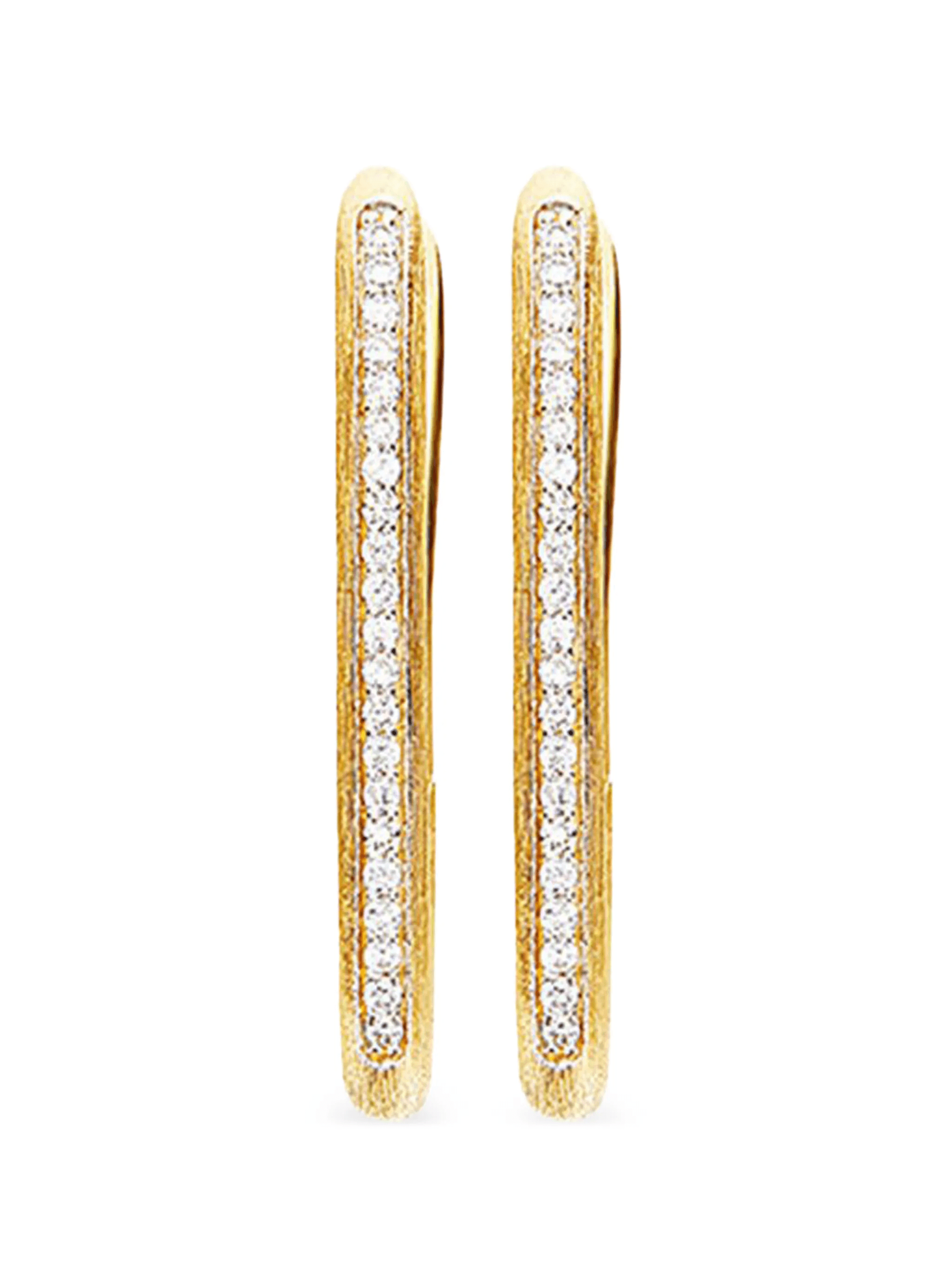 18K yellow gold diamond square hoop earrings - Image 1
