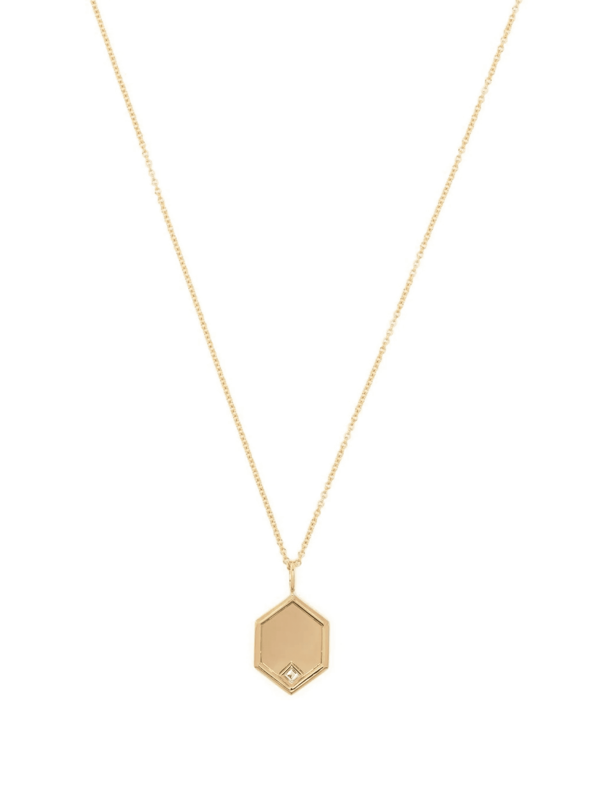 18kt yellow gold Hexagon charm diamond necklace - Image 1