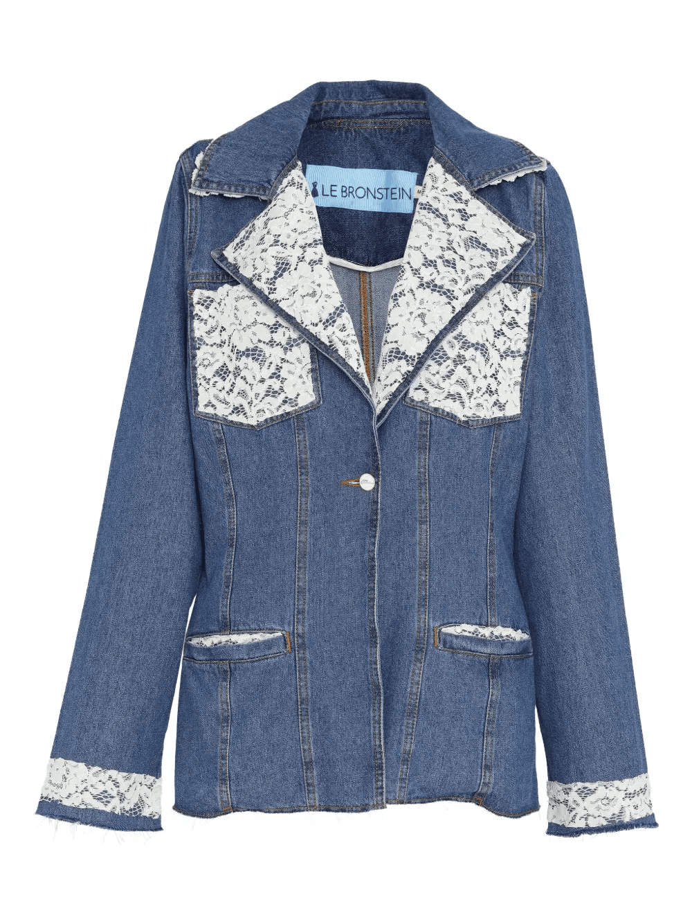 lace-trimmed denim jacket - Image 1