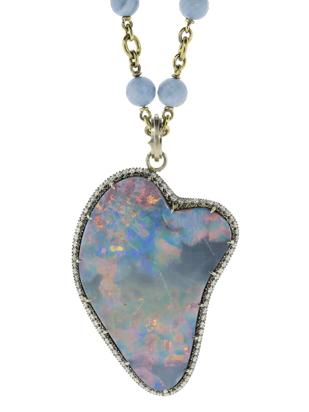 18kt white gold diamond opal pendant - Image 1
