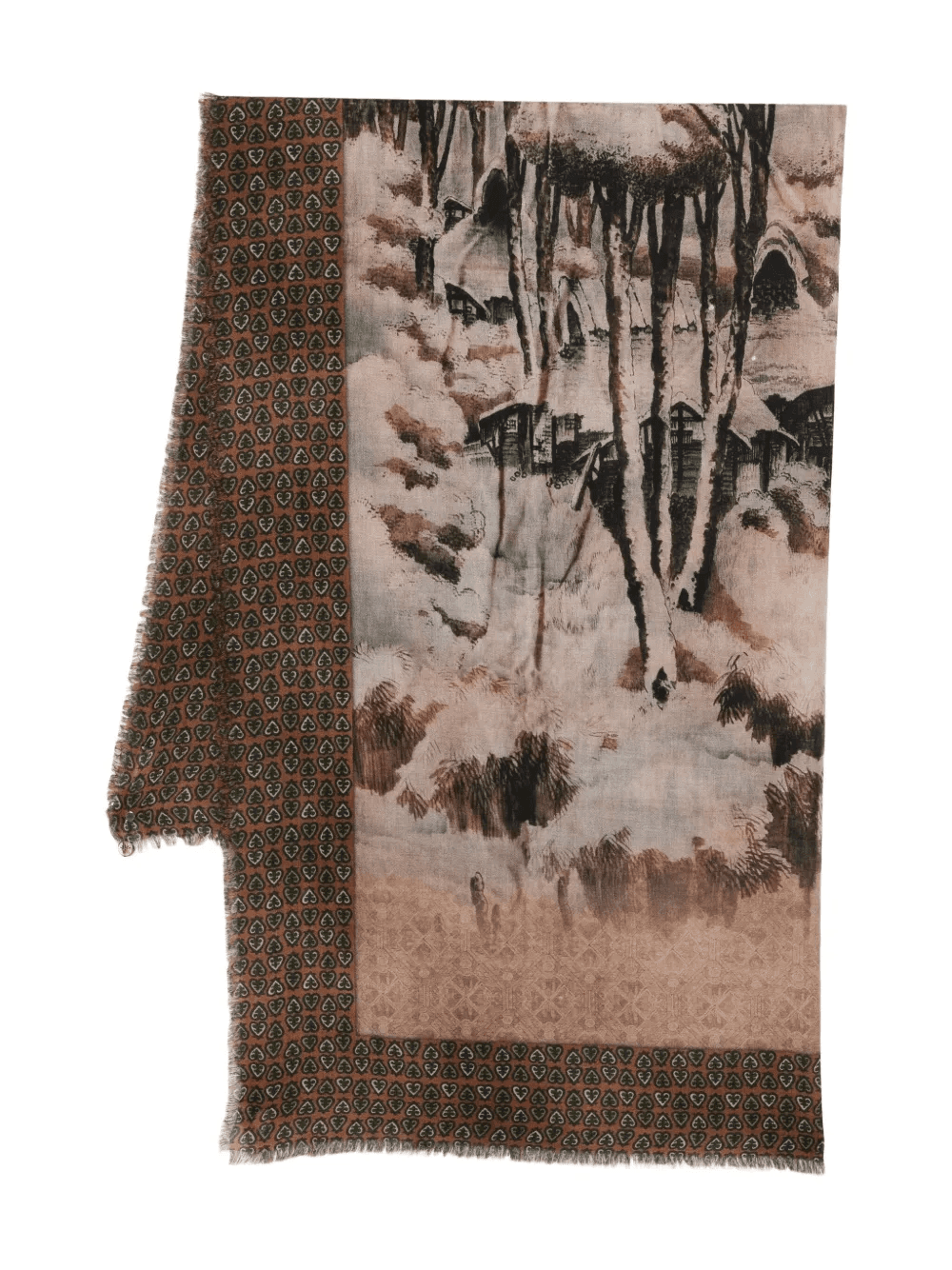 EUCLIDES fringed patterned scarf - Image 1
