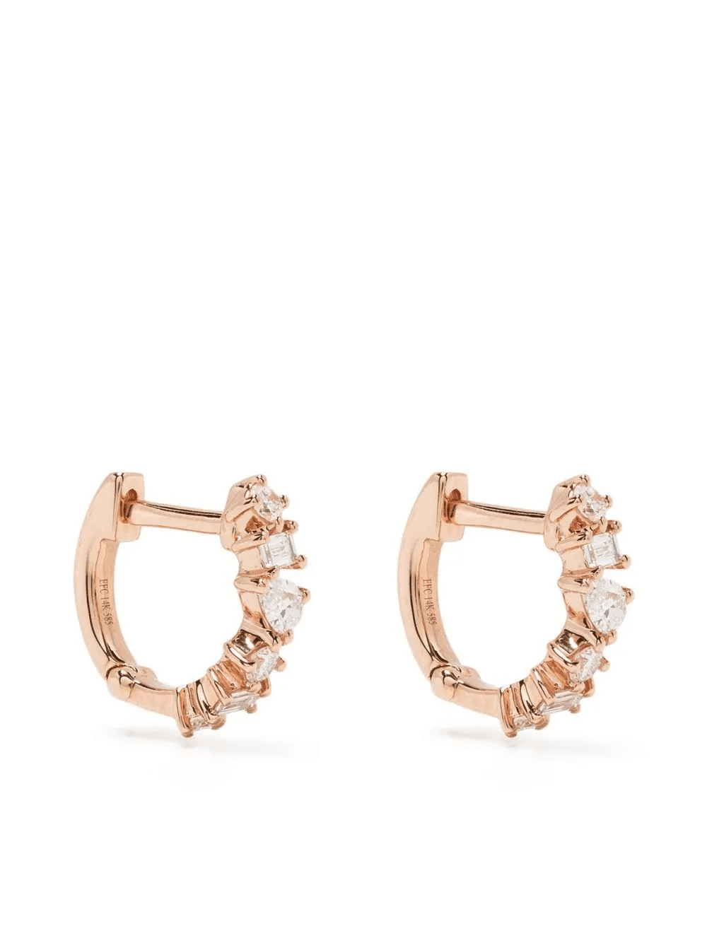 14kt rose gold diamond huggie earring - Image 1