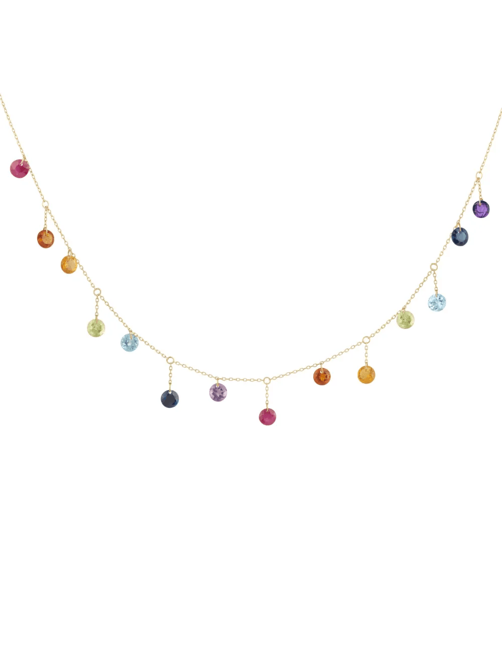 18K yellow gold precious stones necklace - Image 1