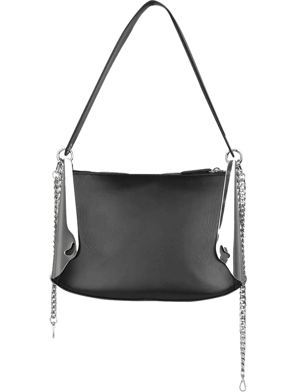 chain-embellished leather shoulder bag - Image 1