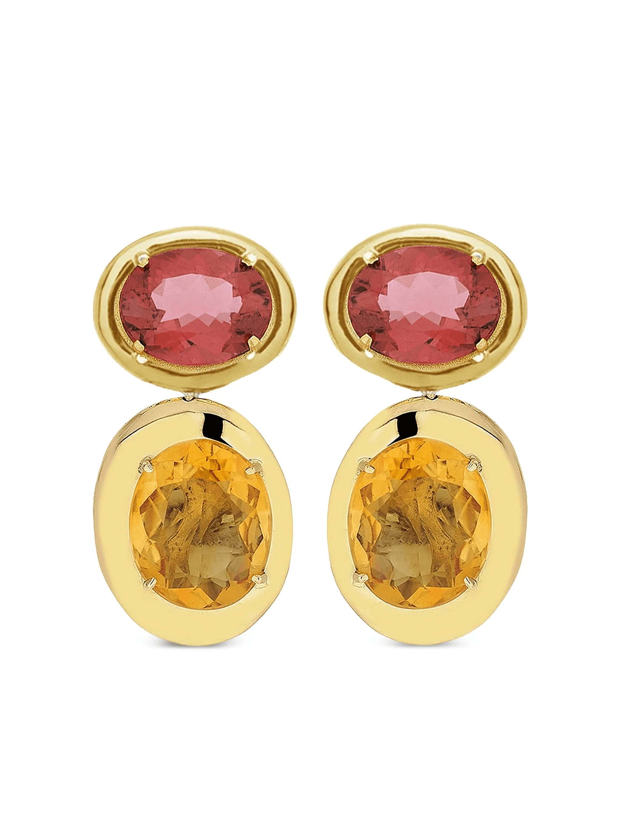 18K yellow gold tourmaline and citrine earrings - Image 1