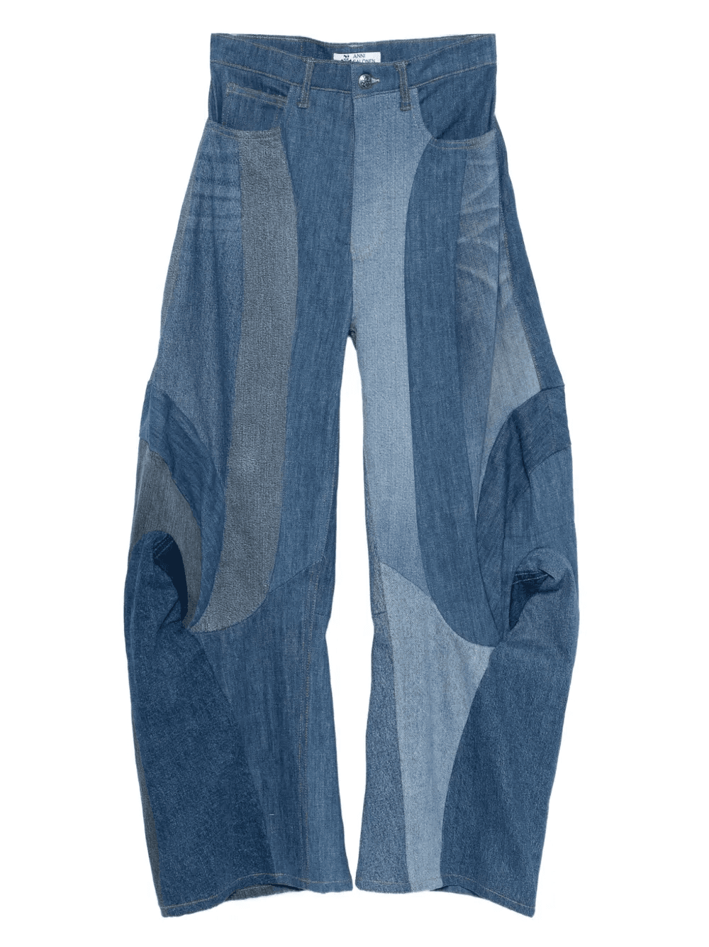 patchwork ruffled jeans - Image 1